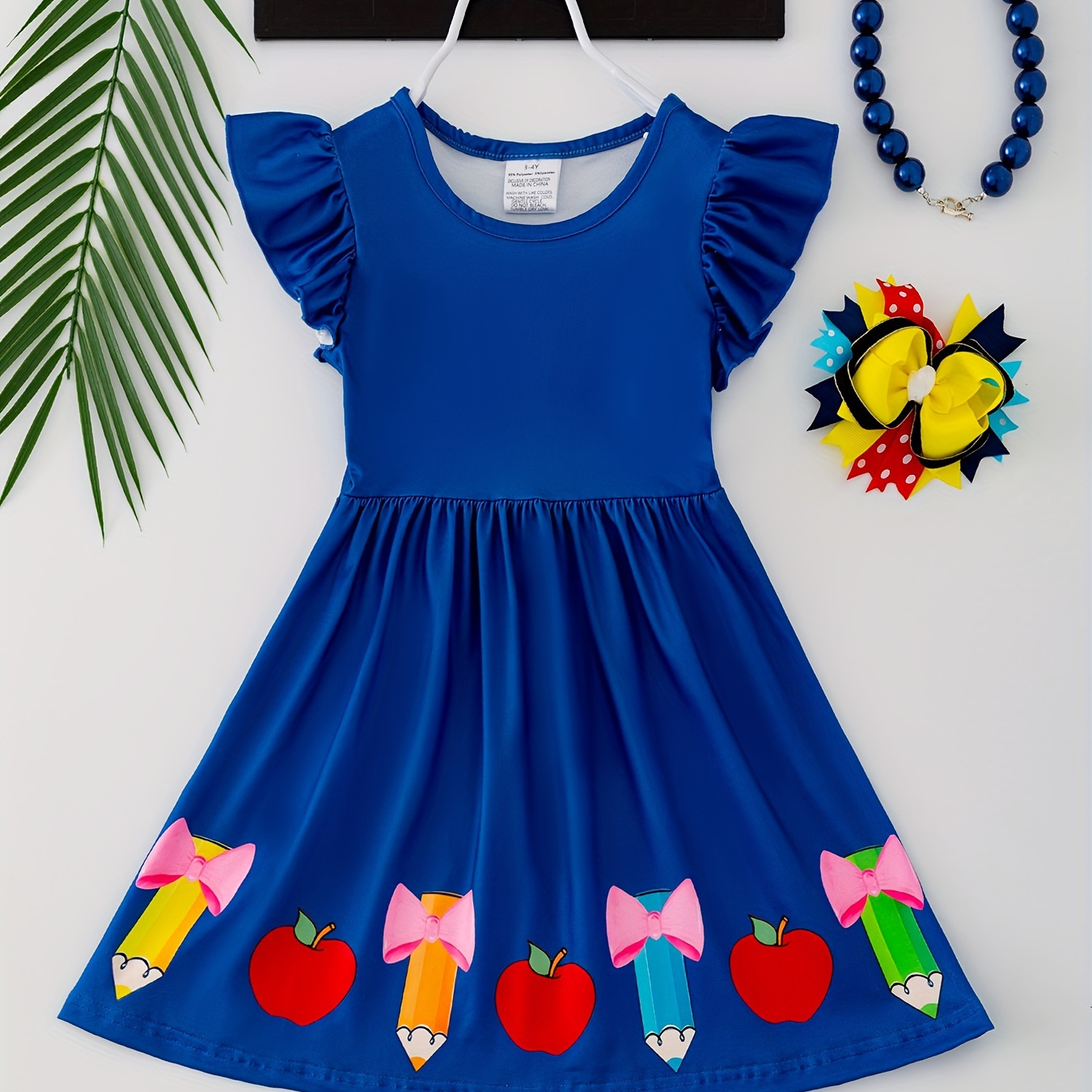Fruit & Pencil Print Lettuce Sleeve Dress For Girls, Holiday Summer Going Out Back-school Casual Dresses
Fruit & Pencil Print Lettuce Sleeve Dress For Girls, Holiday Summer Going Out Back-school Casual Dresses