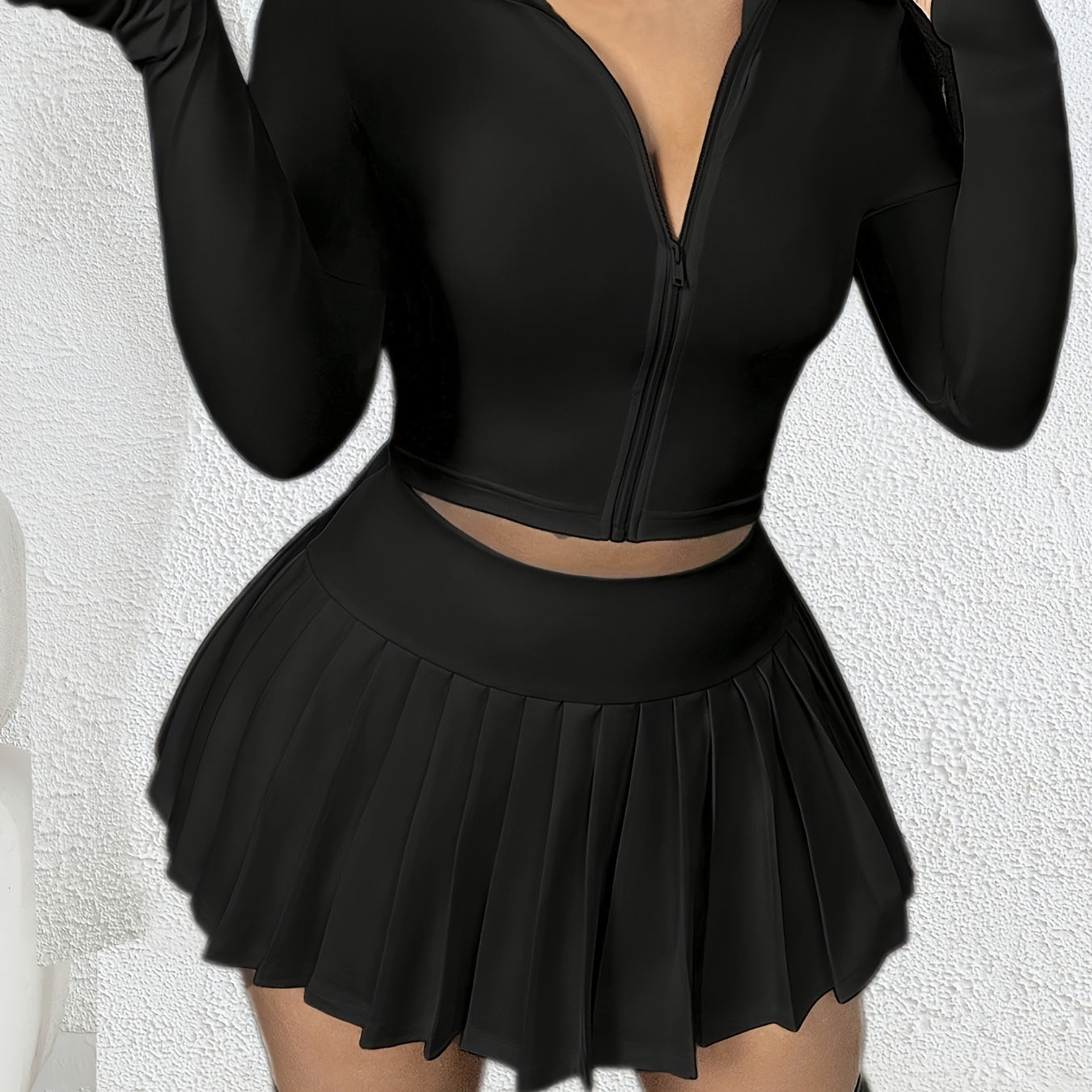 Women's Casual Pleated Skirt Suit Set With Long Sleeve Top - V-neck, Knit Fabric, Polyester , Spring/fall Collection - 1 Skirt
Women's Casual Pleated Skirt Suit Set With Long Sleeve Top - V-neck, Knit Fabric, Polyester , Spring/fall Collection - 1 Skirt