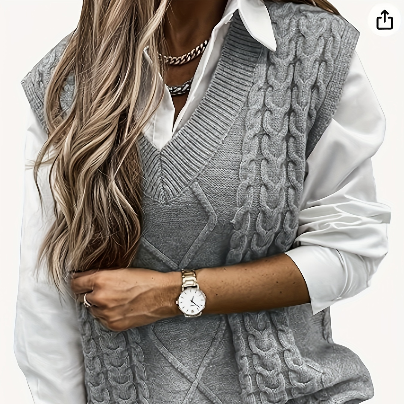 Plus Size Cable Knitted Sweater Vest, Casual V Neck Sleeveless Top For Fall & Winter, Women's Plus Size Clothing
Plus Size Cable Knitted Sweater Vest, Casual V Neck Sleeveless Top For Fall & Winter, Women's Plus Size Clothing