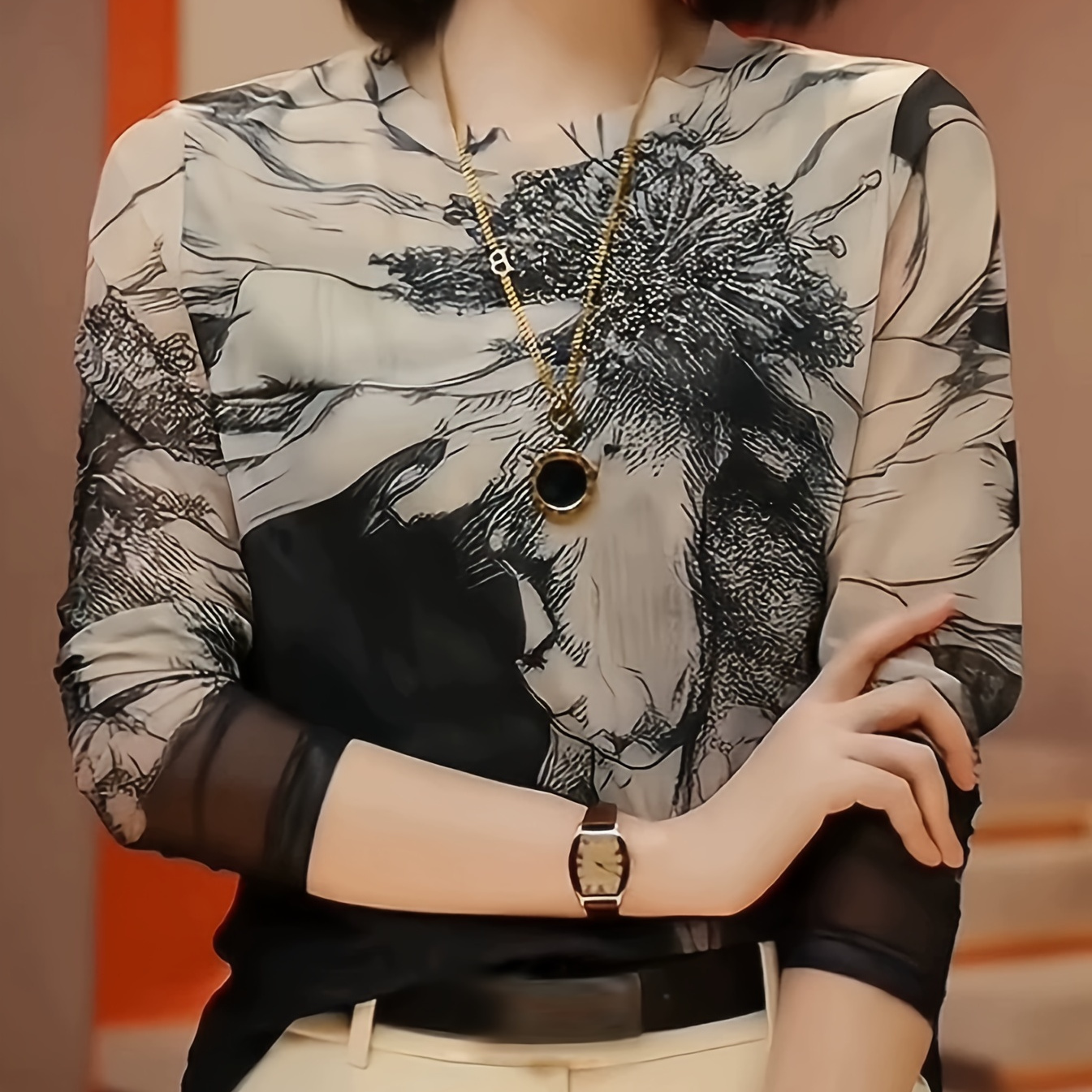 Women's Elegant Lace Mesh Top, A-, Long Sleeve, Spring/autumn, Floral Print, Stretchy, High-end, Luxury, Stylish
Women's Elegant Lace Mesh Top, A-, Long Sleeve, Spring/autumn, Floral Print, Stretchy, High-end, Luxury, Stylish