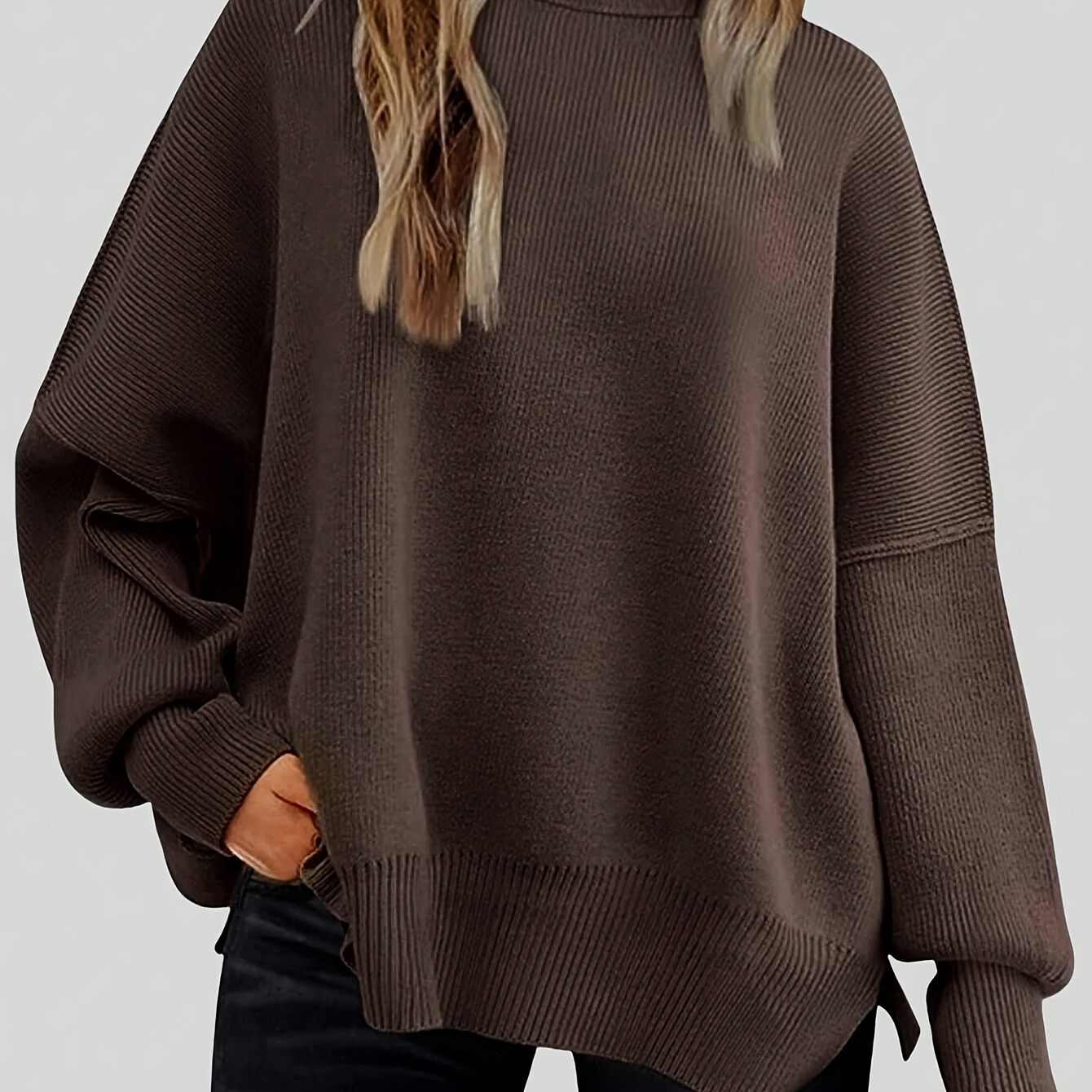 Solid Color Split Hem Knitted Sweater, Casual Long Sleeve Drop Shoulder Pullover Sweater For Fall & Winter, Women's Clothing
Solid Color Split Hem Knitted Sweater, Casual Long Sleeve Drop Shoulder Pullover Sweater For Fall & Winter, Women's Clothing