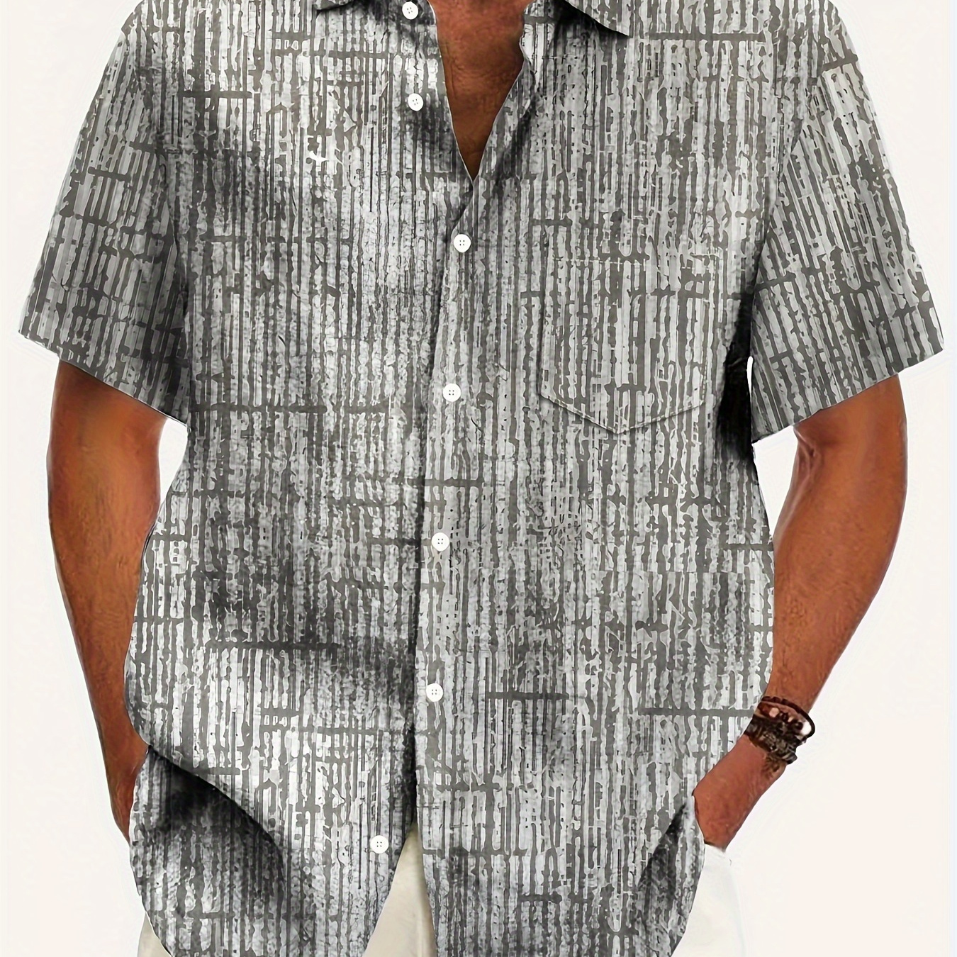 Men's Retro Geometric Print Button Up Shirt With Pocket, Short Sleeve Lapel Casual Shirt For Outdoor Activities Holiday As Gifts
Men's Retro Geometric Print Button Up Shirt With Pocket, Short Sleeve Lapel Casual Shirt For Outdoor Activities Holiday As Gifts