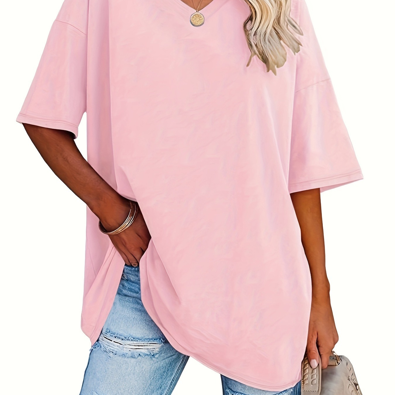 -border European And American Women's Clothing Trade Spring And Summer Loose Half-sleeve V-neck Women's Top
-border European And American Women's Clothing Trade Spring And Summer Loose Half-sleeve V-neck Women's Top