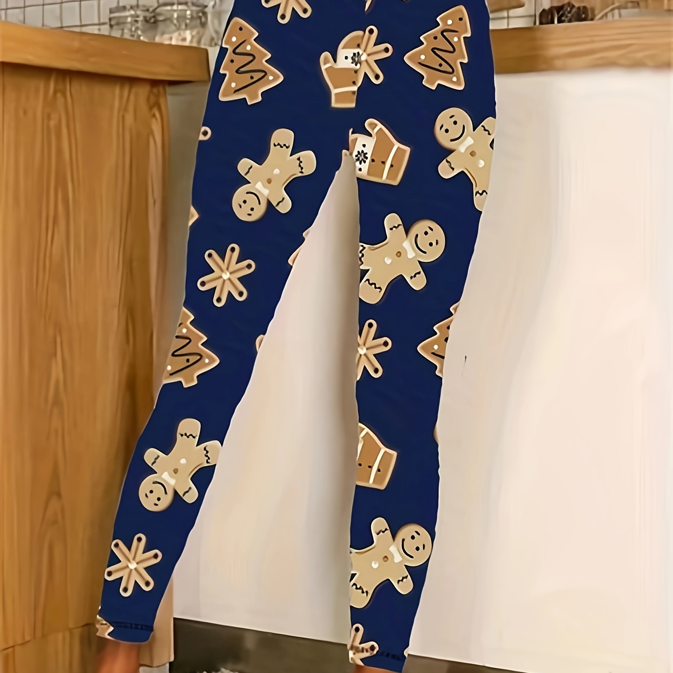 Plus Size Christmas Gingerbread Man Print Skinny Leggings, Casual High Waist Stretchy Leggings, Women's Plus Size Clothing
Plus Size Christmas Gingerbread Man Print Skinny Leggings, Casual High Waist Stretchy Leggings, Women's Plus Size Clothing