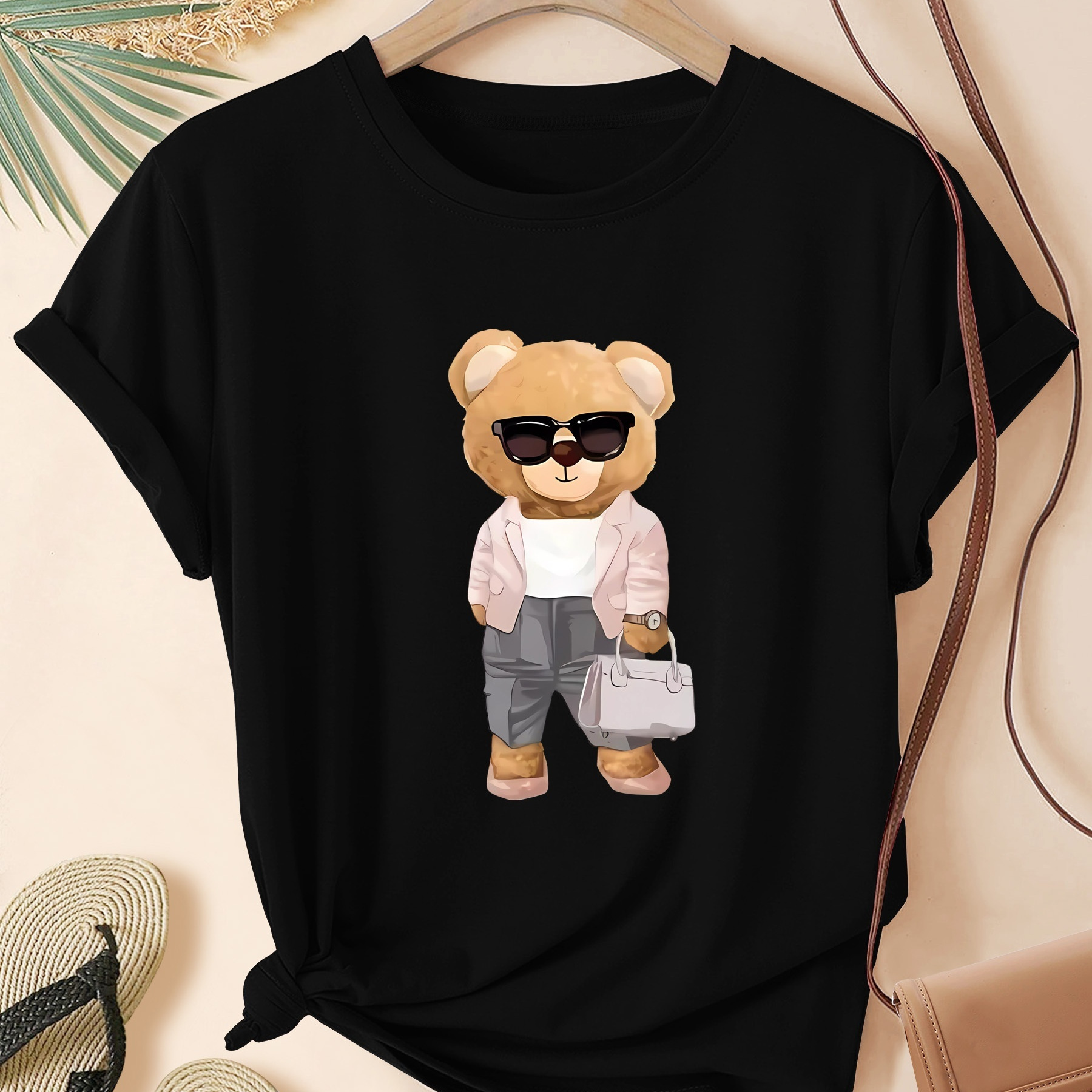Women's Cute T-shirt - Casual Round Neck, Short Sleeve Top For Spring/summer/fall - Breathable Polyester, Machine Washable - Black, Sizes S To Xxl
Women's Cute T-shirt - Casual Round Neck, Short Sleeve Top For Spring/summer/fall - Breathable Polyester, Machine Washable - Black, Sizes S To Xxl