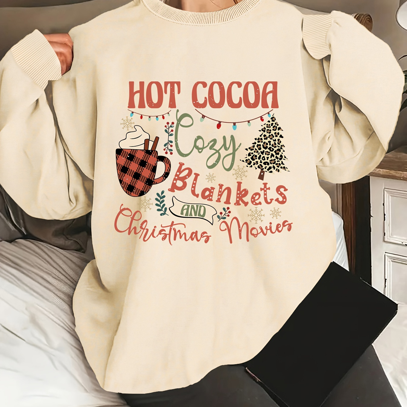 Plus Size Christmas Sweatshirt, Women's Plus Christmas Tree & Coffee & Art Letter Print Long Sleeve Crew Neck Sweatshirt
Plus Size Christmas Sweatshirt, Women's Plus Christmas Tree & Coffee & Art Letter Print Long Sleeve Crew Neck Sweatshirt