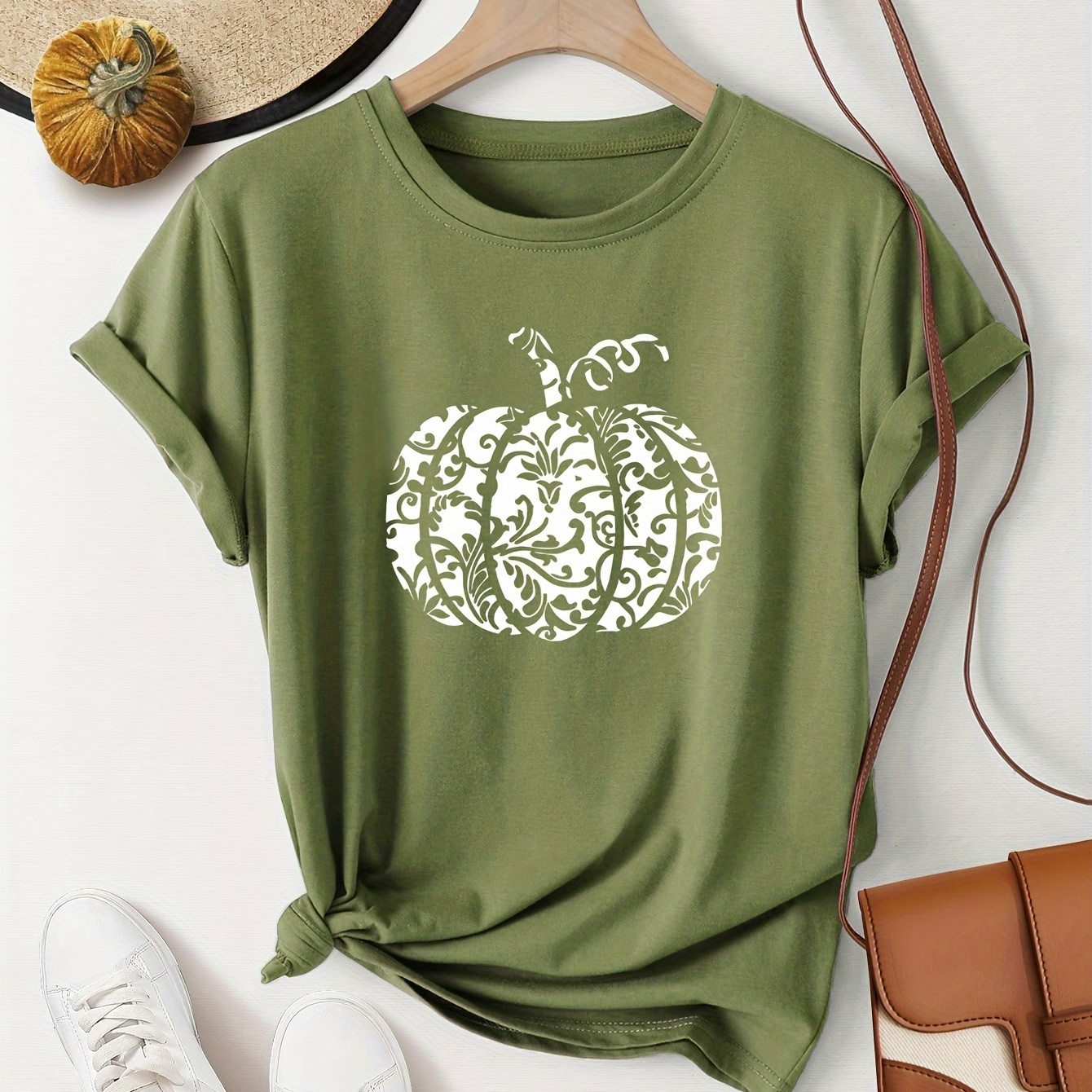 Pumpkin Print Retro Style Women's Summer Casual Sports Wind Round Neck, Short Sleeve T-shirt For Halloween
Pumpkin Print Retro Style Women's Summer Casual Sports Wind Round Neck, Short Sleeve T-shirt For Halloween