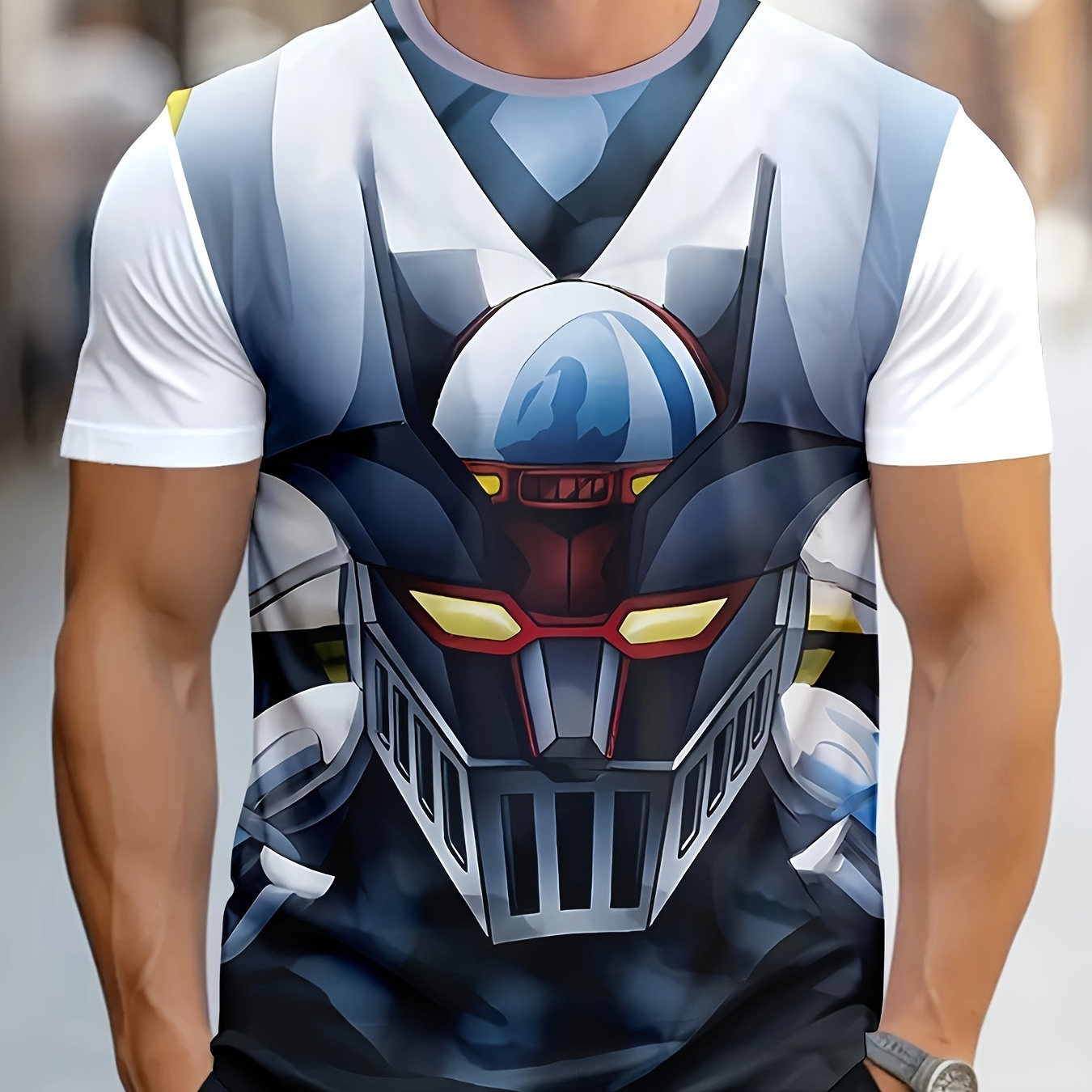 Geometric Patterned Men's Casual T-shirt - Polyester Knit Fabric, Round Neck, Regular Fit, Novelty Anime-
Geometric Patterned Men's Casual T-shirt - Polyester Knit Fabric, Round Neck, Regular Fit, Novelty Anime-