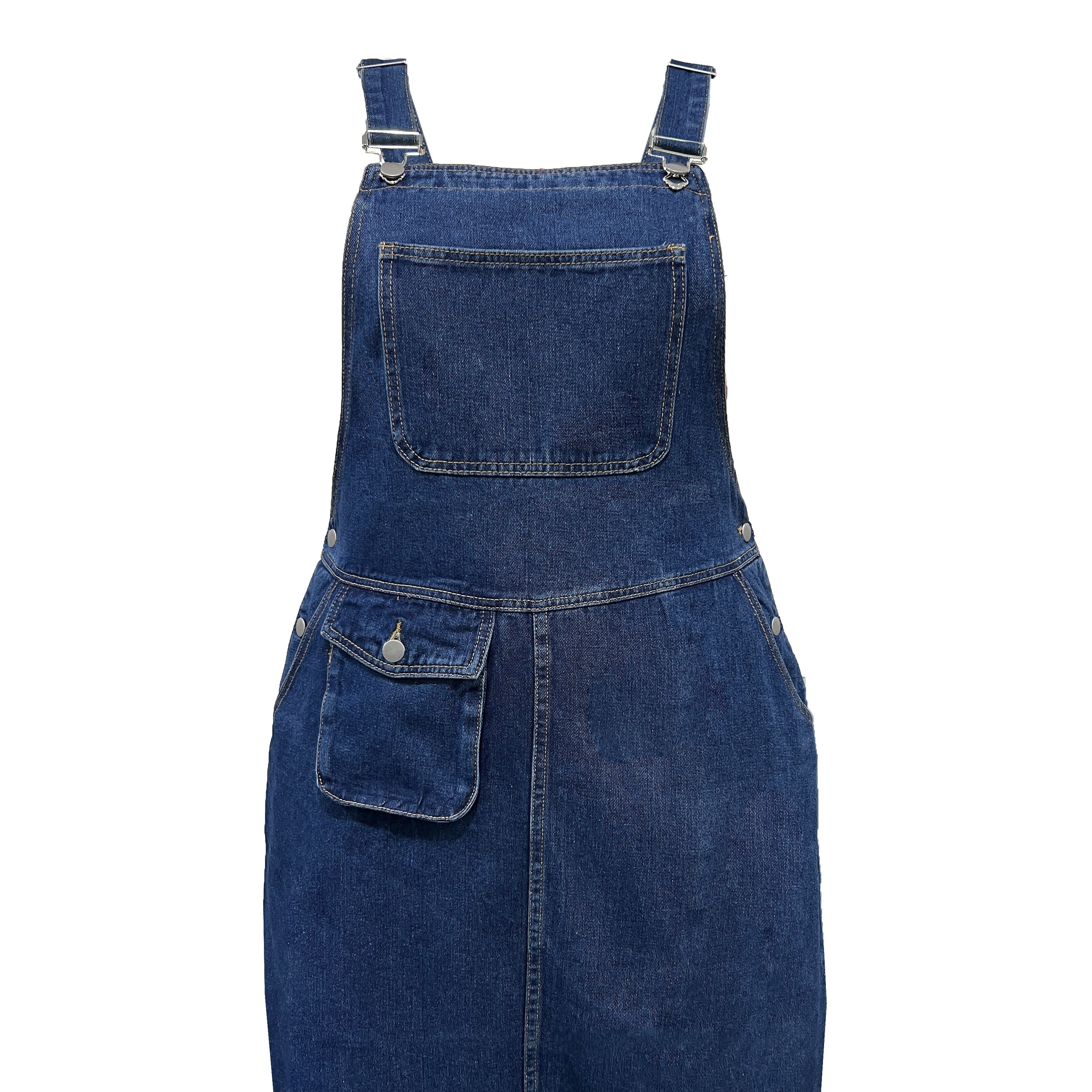 Plus Size Casual Denim Skirtall, Women's Solid Color Flap Pocket Adjustable Strap Plus Denim Pinafores Dress
Plus Size Casual Denim Skirtall, Women's Solid Color Flap Pocket Adjustable Strap Plus Denim Pinafores Dress