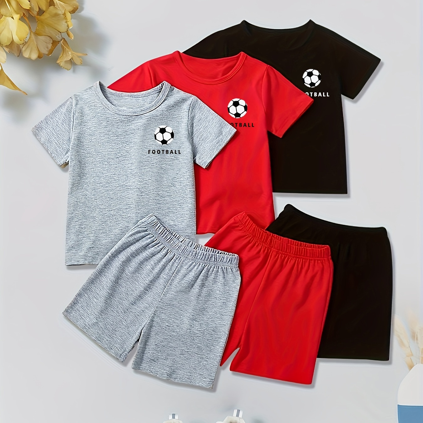 3 Sets Toddler's Football Print Summer Set, T-shirt & Casual Shorts, Baby Boy's Clothing
3 Sets Toddler's Football Print Summer Set, T-shirt & Casual Shorts, Baby Boy's Clothing