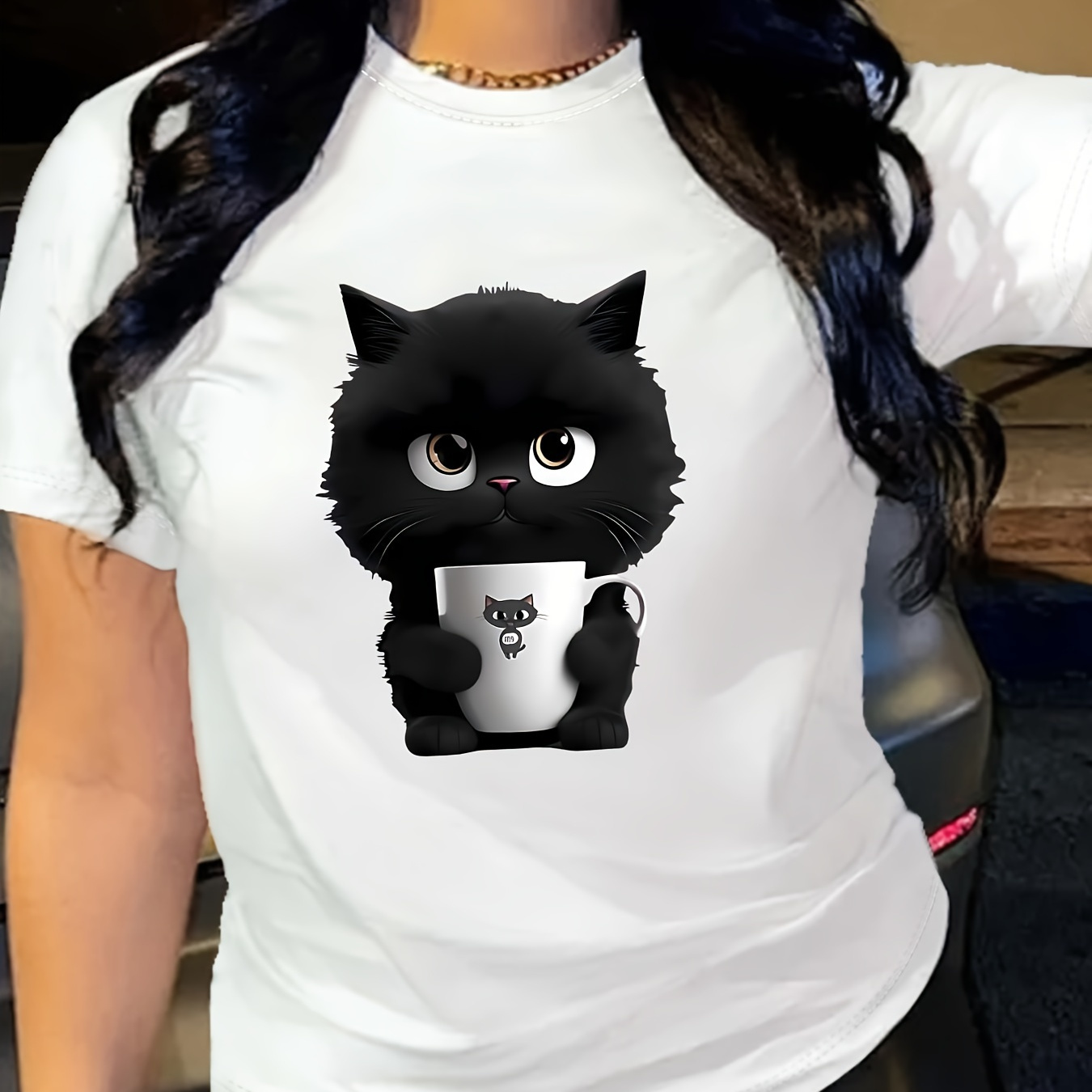 Cat Print T-shirt, Short Sleeve Crew Neck Casual Top For Summer & Spring, Women's Clothing
Cat Print T-shirt, Short Sleeve Crew Neck Casual Top For Summer & Spring, Women's Clothing