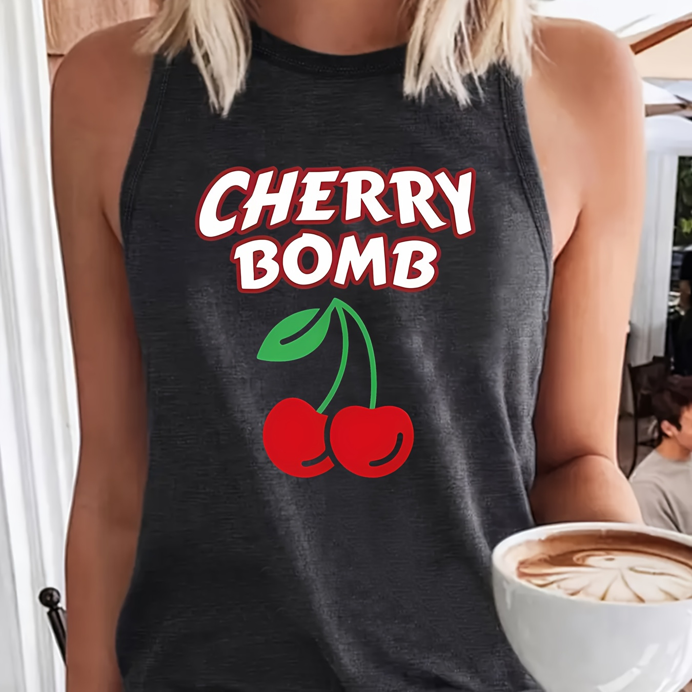 Cherry Print Crew Neck Tank Top, Casual Sleeveless Tank Top For Summer, Women's Clothing
Cherry Print Crew Neck Tank Top, Casual Sleeveless Tank Top For Summer, Women's Clothing