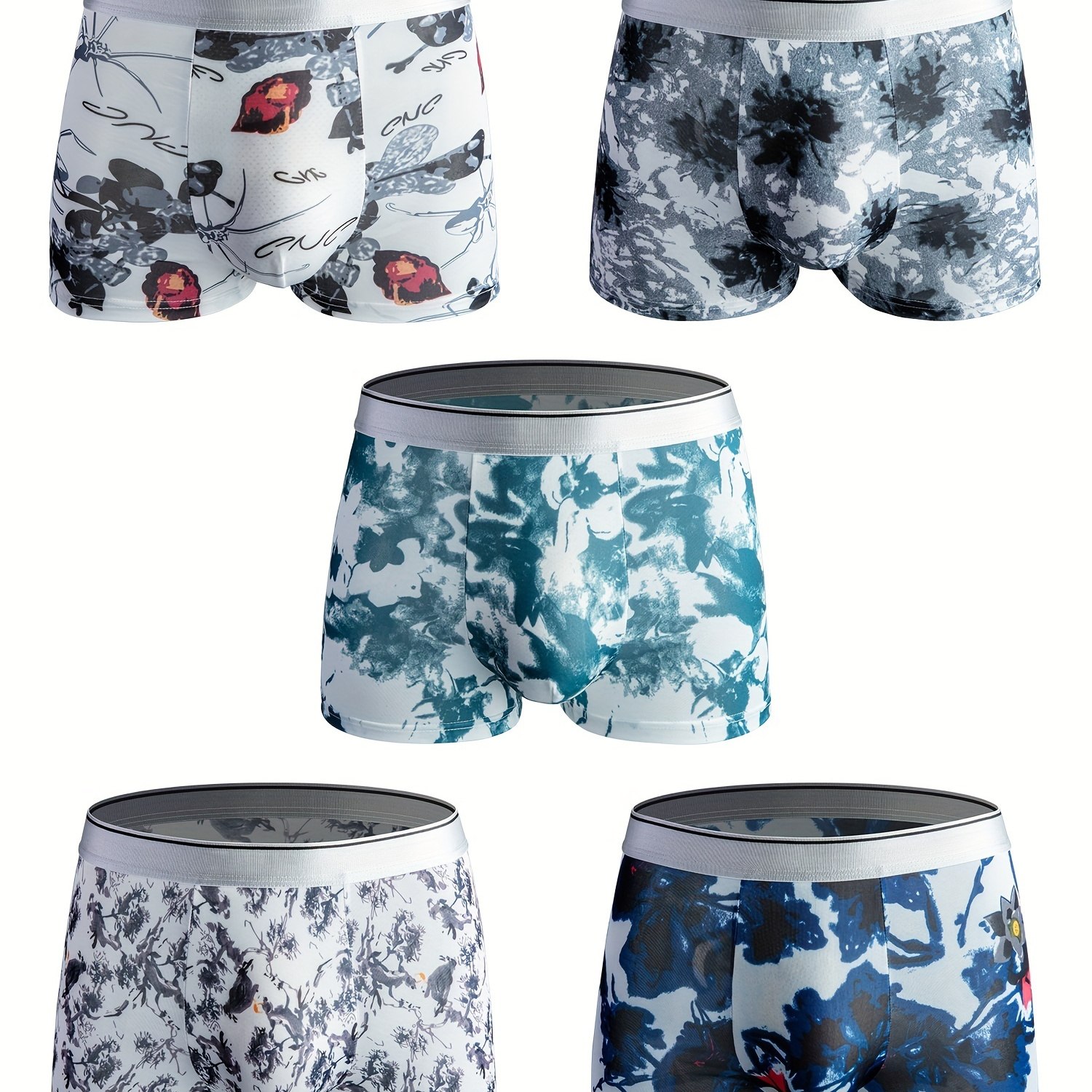 5pcs Men's Ice Silk Comfortable Boxers Briefs, High Stretch Novelty Funny Cool Underwear
5pcs Men's Ice Silk Comfortable Boxers Briefs, High Stretch Novelty Funny Cool Underwear