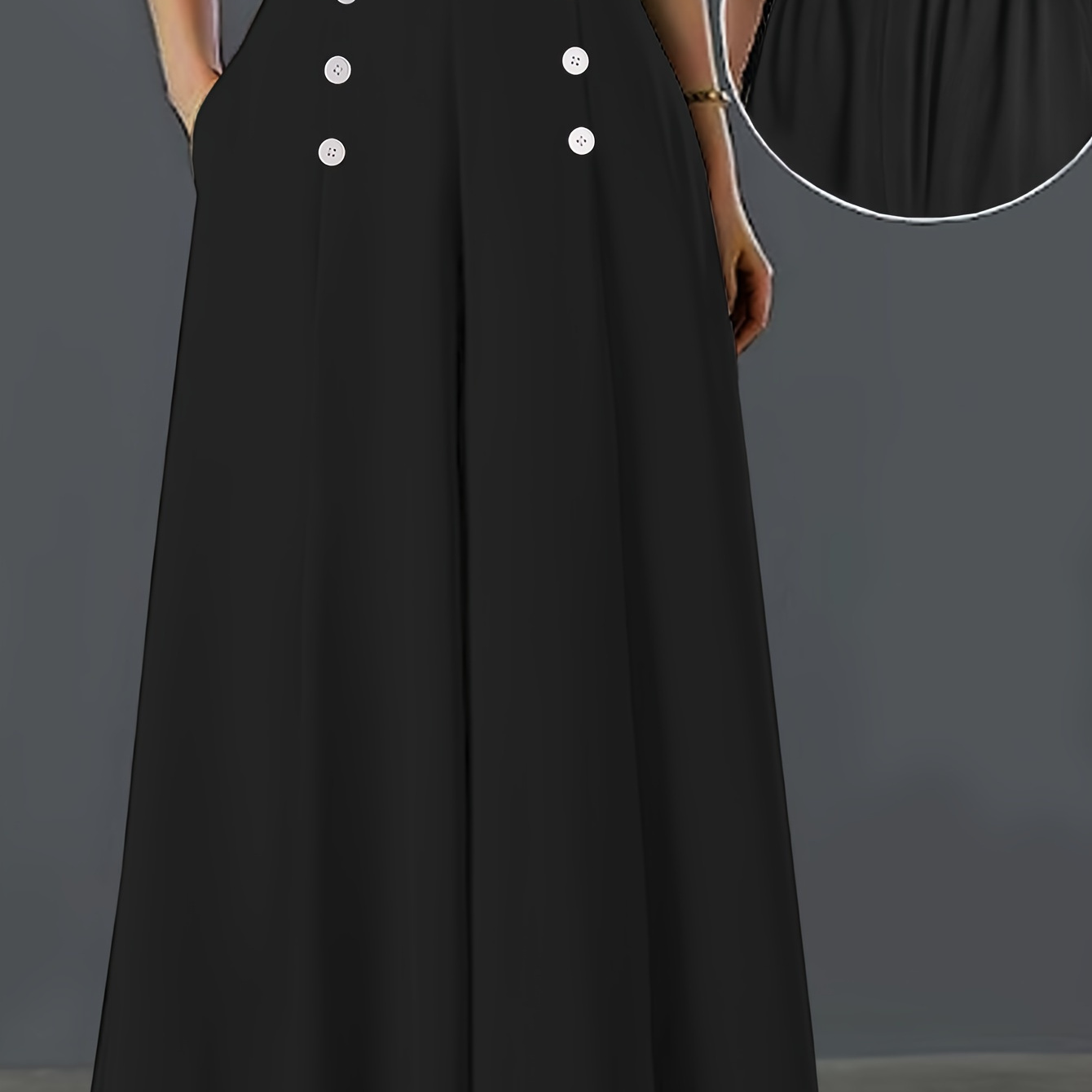 Button Decor Wide Leg Pants, Casual High Waist Loose Pants For Spring & Summer, Women's Clothing
Button Decor Wide Leg Pants, Casual High Waist Loose Pants For Spring & Summer, Women's Clothing