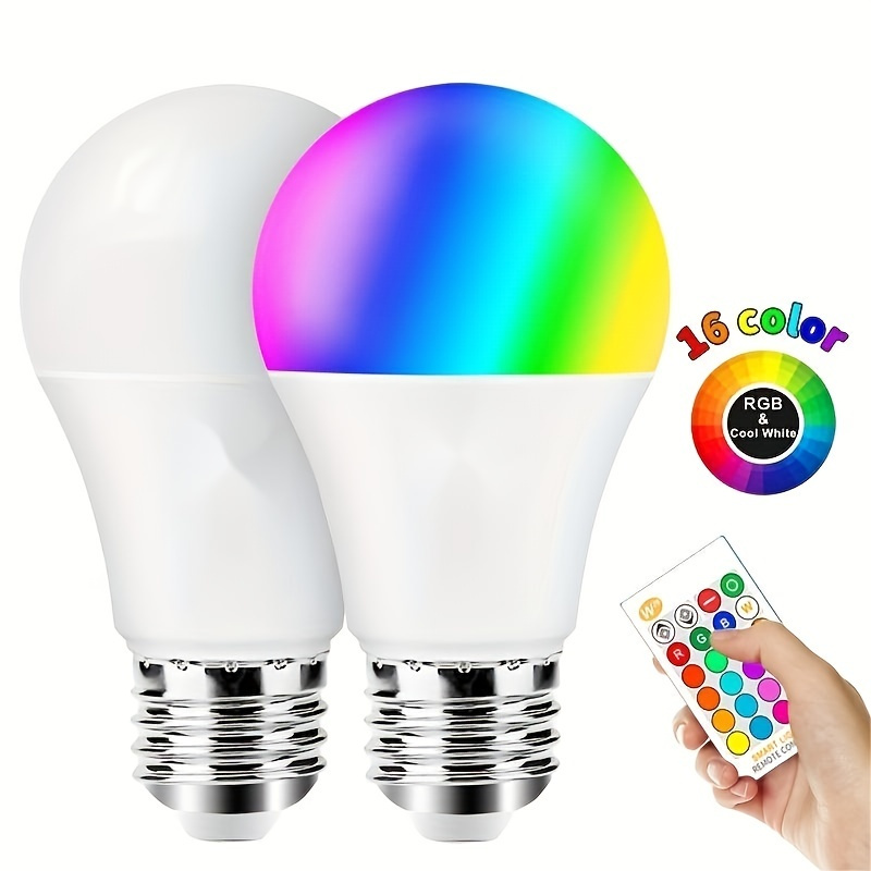 

1pc Smart Remote Control Bulb Rgb+w, 16 Color-changing Lights, E26 Interior Decoration Lights 9w, Live Lighting Atmosphere Lights, With Flashing Function, Usable For 2 Years
