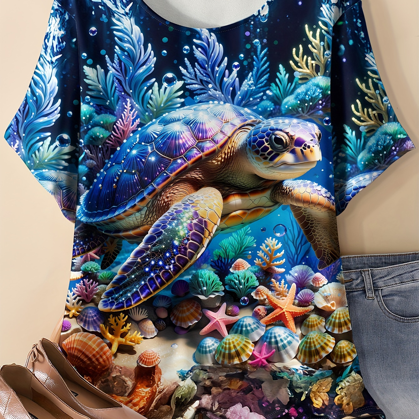 Plus Size Turtle Print T-shirt, Casual Short Sleeve Crew Neck Top For , Women's Plus Size Clothing
Plus Size Turtle Print T-shirt, Casual Short Sleeve Crew Neck Top For , Women's Plus Size Clothing