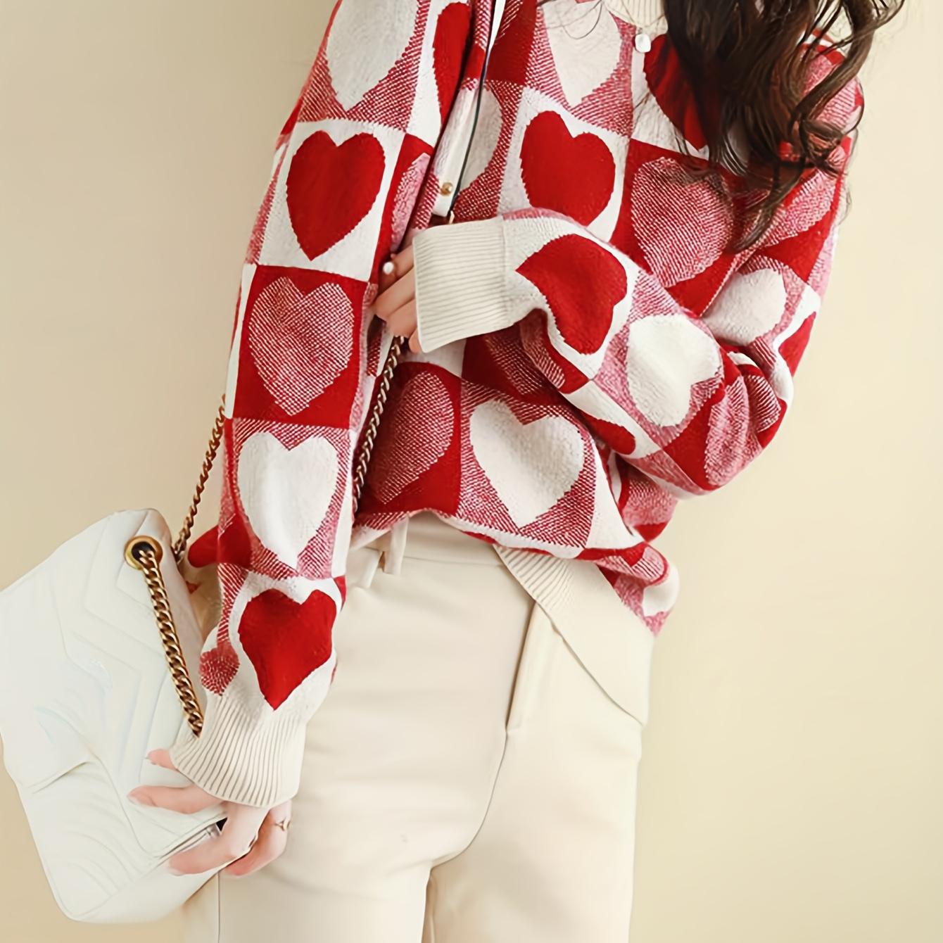 New Autumn And Winter Casual Red Heart Loose Sweater For Women, Knitted Pullover For Valentine's Day.
New Autumn And Winter Casual Red Heart Loose Sweater For Women, Knitted Pullover For Valentine's Day.