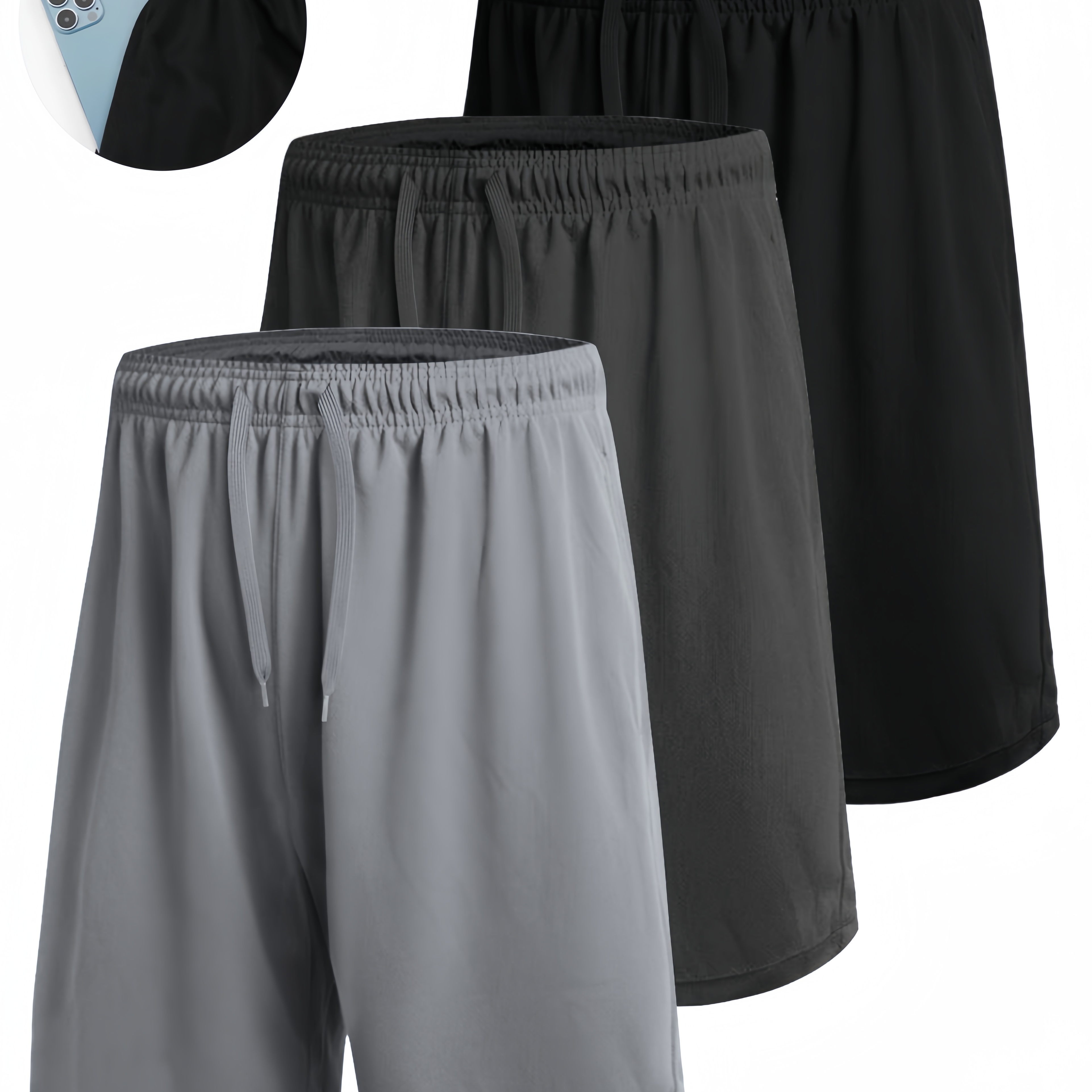 3pcs Solid Comfy Shorts, Men's Casual Elastic Waist Drawstring Shorts For Summer Basketball And Workout
3pcs Solid Comfy Shorts, Men's Casual Elastic Waist Drawstring Shorts For Summer Basketball And Workout