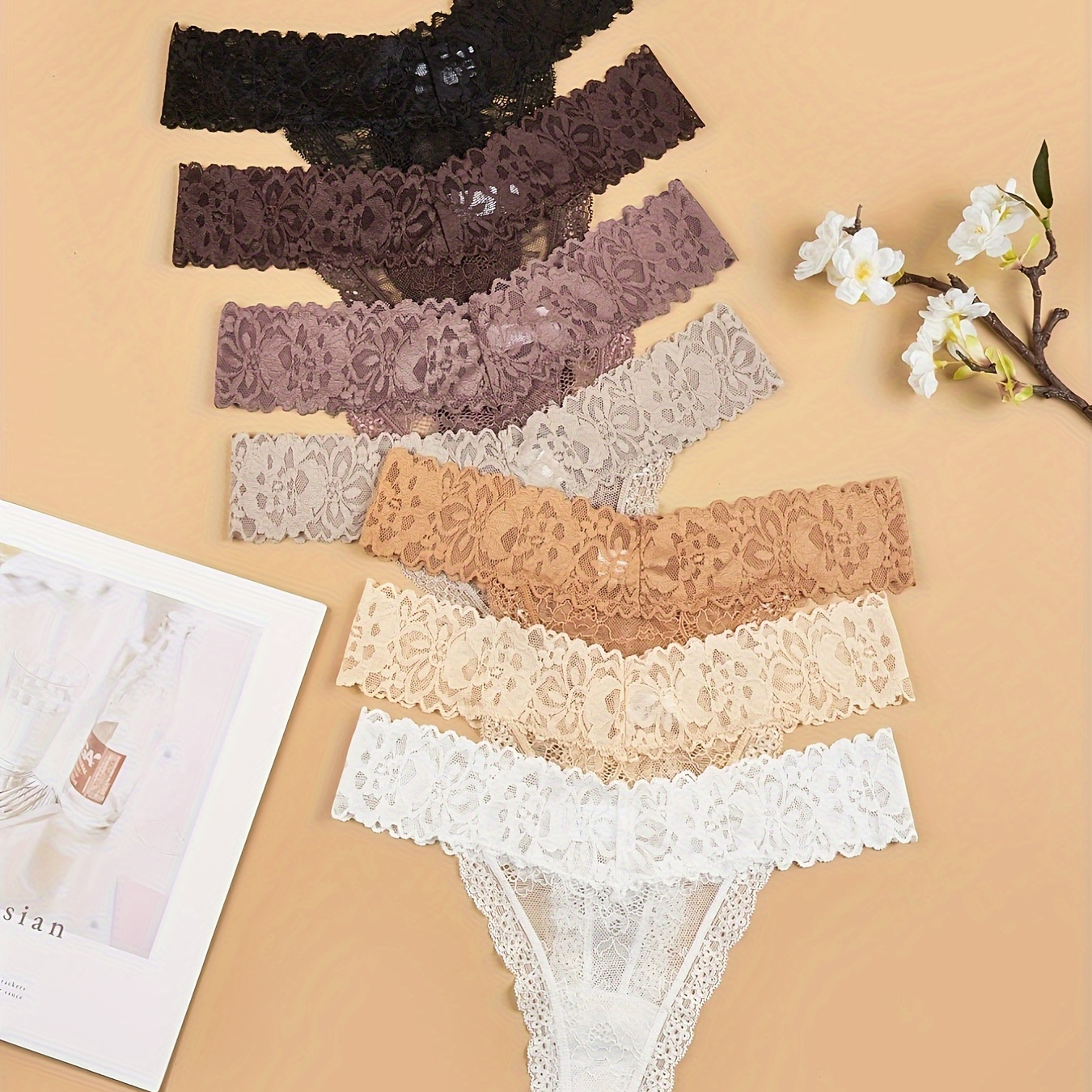 7pcs Hot Lace Mesh Thongs, Sexy & Breathable Intimates Panties, Women's Lingerie & Underwear
7pcs Hot Lace Mesh Thongs, Sexy & Breathable Intimates Panties, Women's Lingerie & Underwear