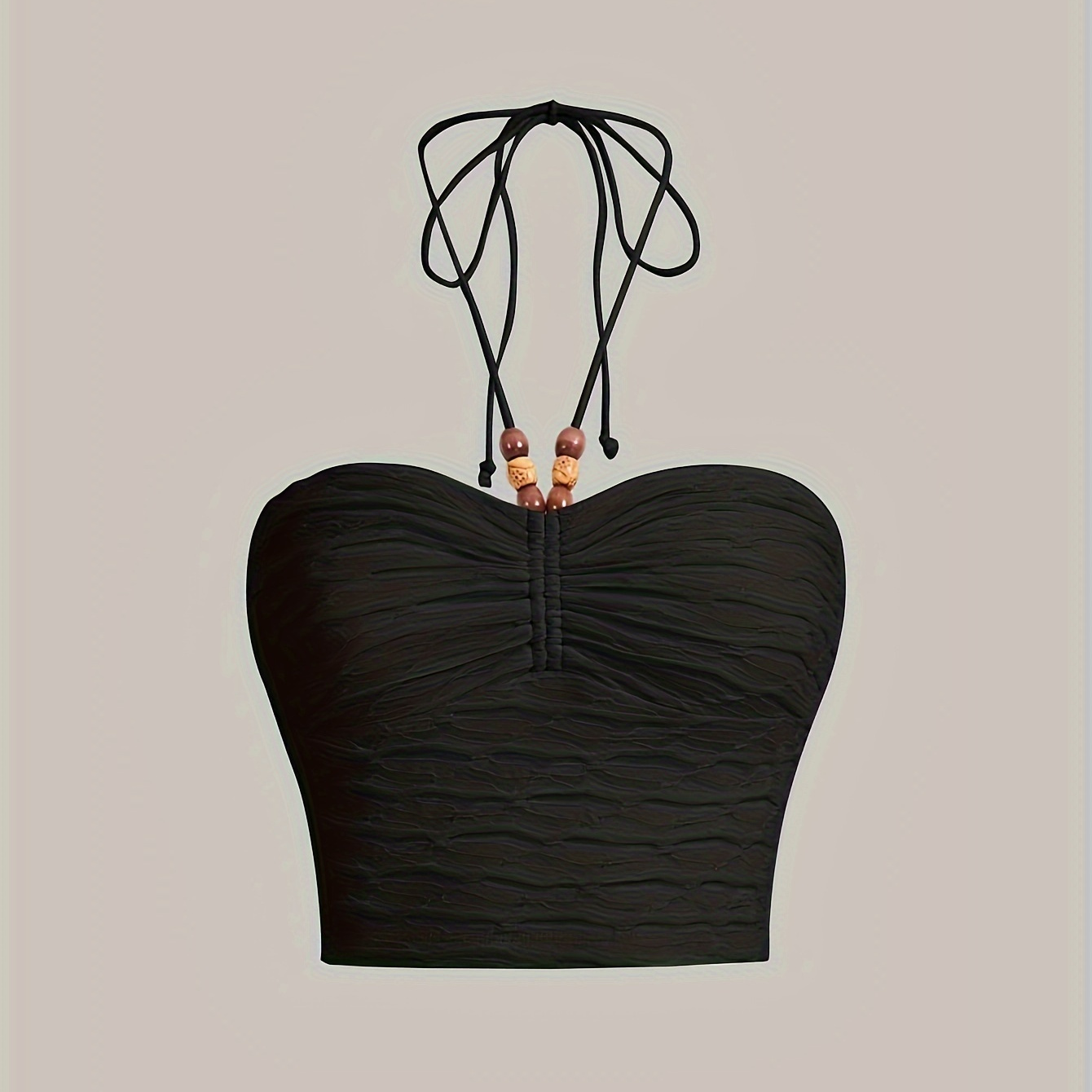 Ruched Bust Halter Neck Top, Y2k Beaded Decor Tie Back Sleeveless Cami Top For Summer, Women's Clothing
Ruched Bust Halter Neck Top, Y2k Beaded Decor Tie Back Sleeveless Cami Top For Summer, Women's Clothing