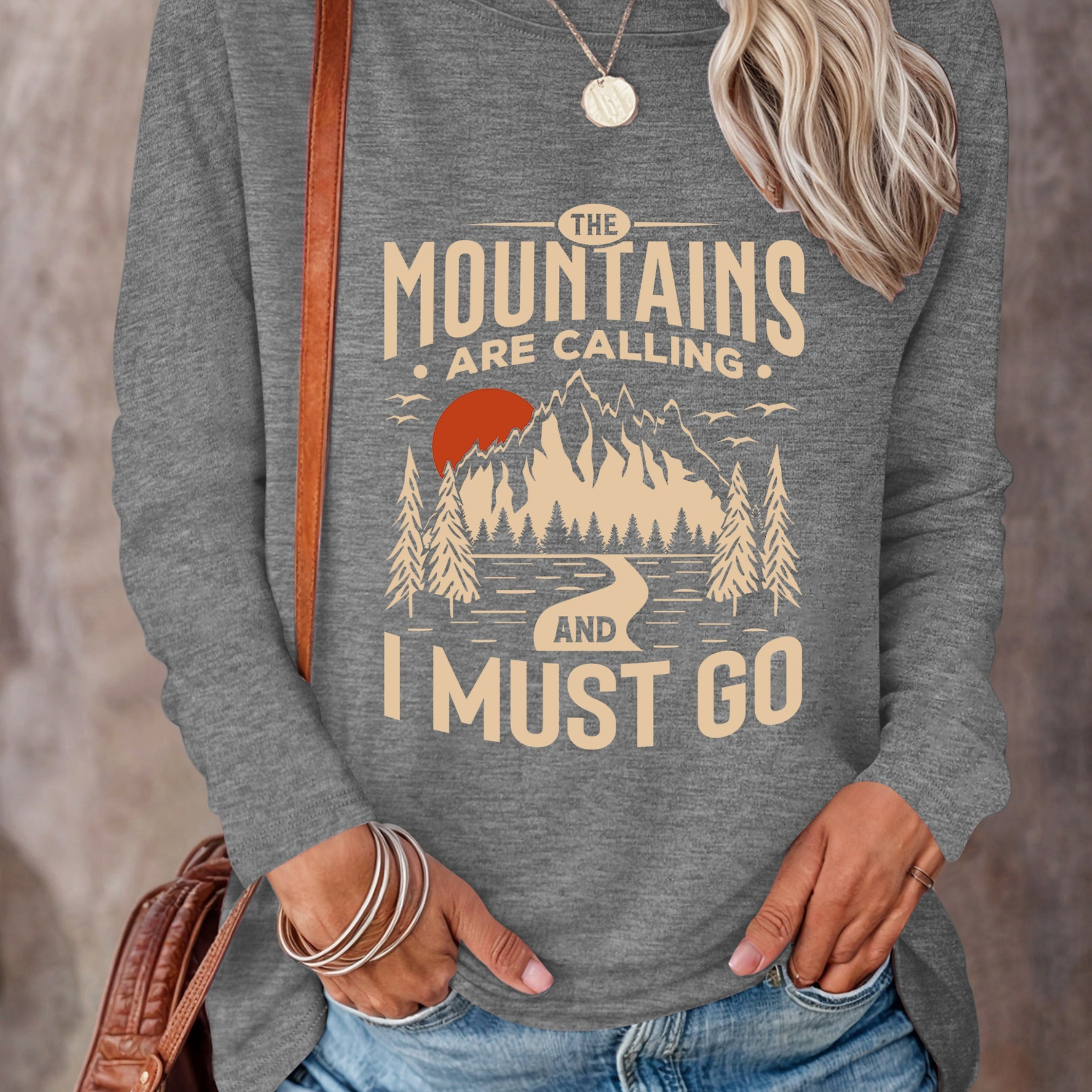 Mountain Print T-shirt, Long Sleeve Crew Neck Casual Top For Spring & Fall, Women's Clothing
Mountain Print T-shirt, Long Sleeve Crew Neck Casual Top For Spring & Fall, Women's Clothing