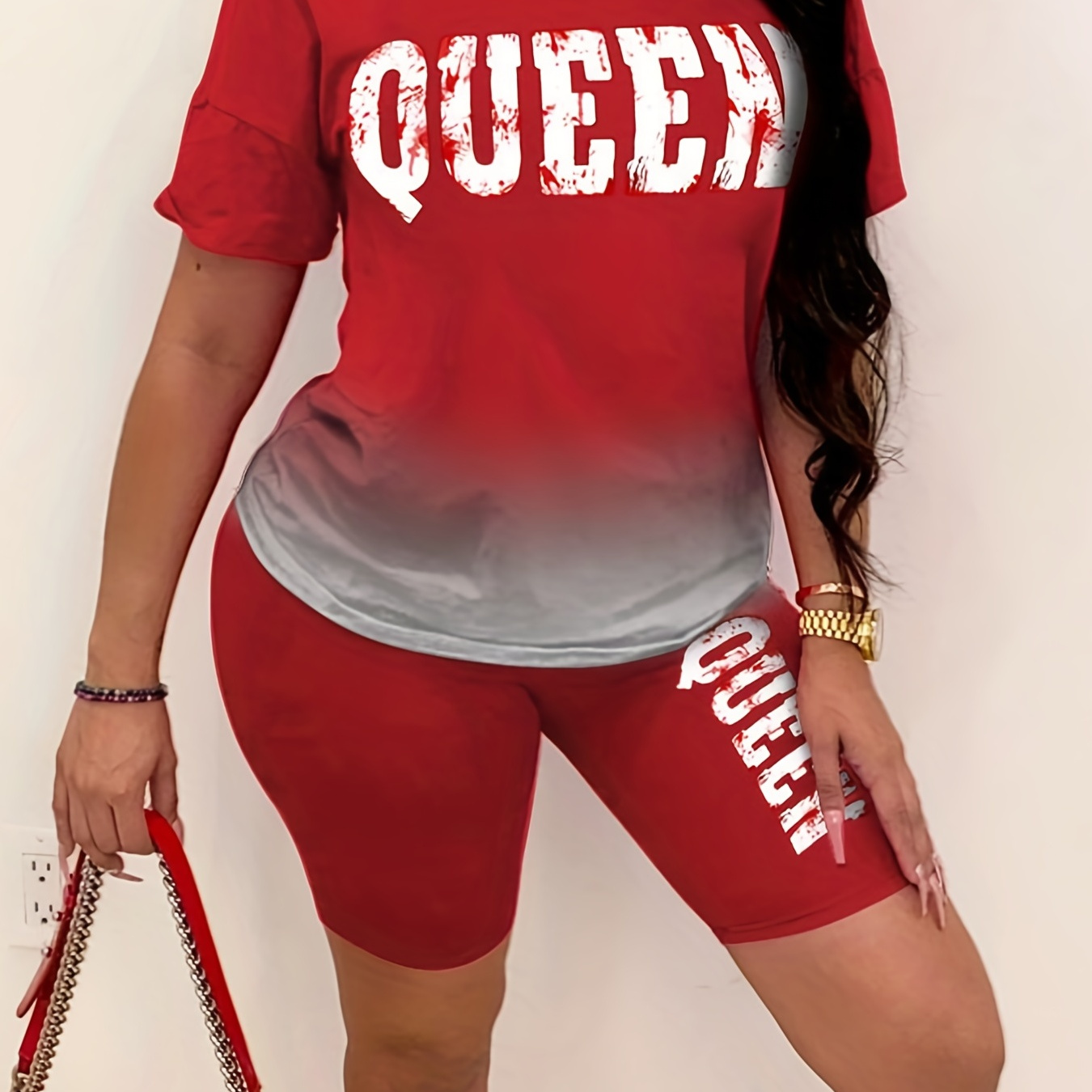 Queen Letter Print Two-piece Set, Casual Short Sleeve T-shirt & High Waist Shorts Outfits, Women's Clothing
Queen Letter Print Two-piece Set, Casual Short Sleeve T-shirt & High Waist Shorts Outfits, Women's Clothing