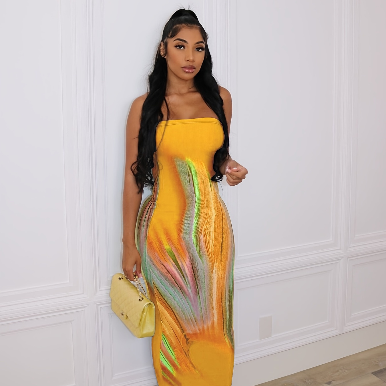 Graphic Print Bodycon Dress, Sexy Stretchy Backless Ankle Tube Dress, Women's Clothing
Graphic Print Bodycon Dress, Sexy Stretchy Backless Ankle Tube Dress, Women's Clothing