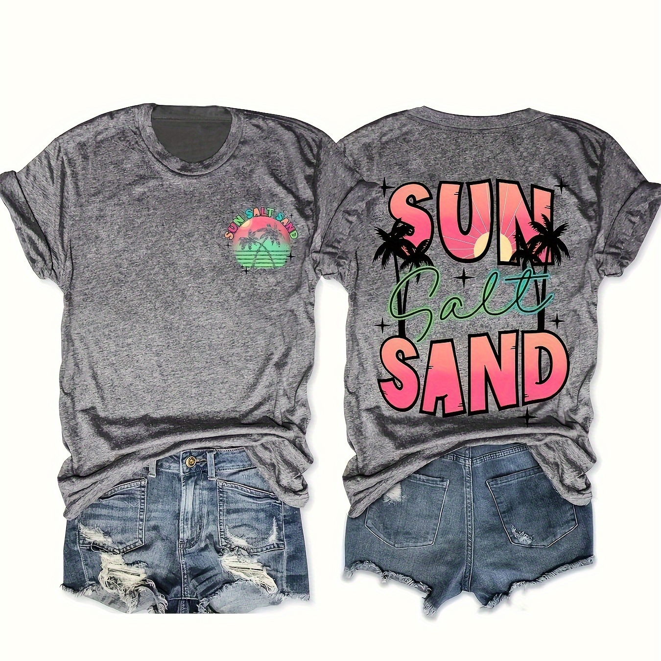 Coconut Tree Print Crew Neck T-shirt, Casual Short Sleeve T-shirt For Spring & Summer, Women's Clothing
Coconut Tree Print Crew Neck T-shirt, Casual Short Sleeve T-shirt For Spring & Summer, Women's Clothing