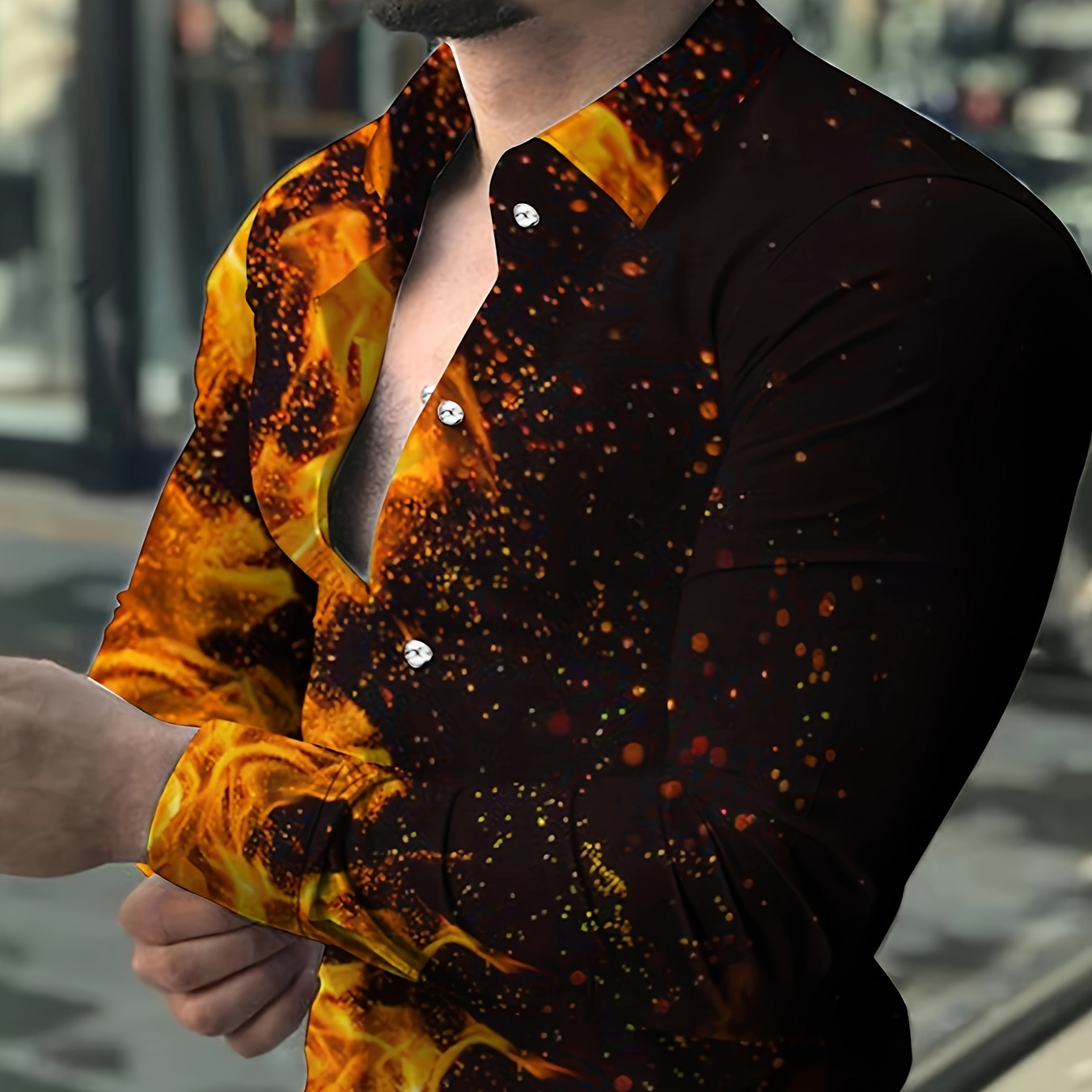 Flame 3d Print Men's Fashion Novelty Long Sleeve Button Up Shirt, Spring Fall Outdoor Street
Flame 3d Print Men's Fashion Novelty Long Sleeve Button Up Shirt, Spring Fall Outdoor Street