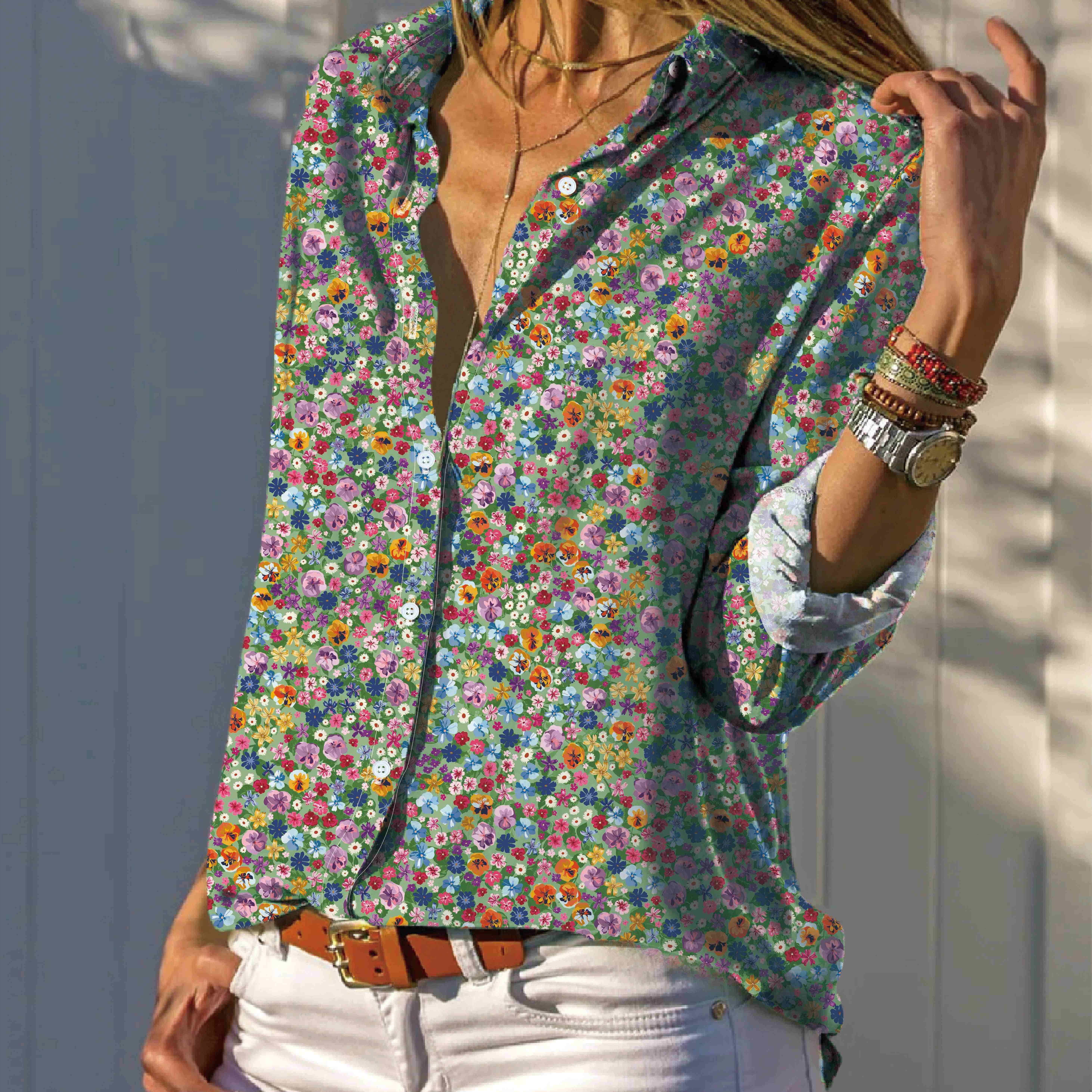 Floral Print Button Down Shirt, Vintage Long Sleeve Shirt For Spring & Fall, Women's Clothing
Floral Print Button Down Shirt, Vintage Long Sleeve Shirt For Spring & Fall, Women's Clothing