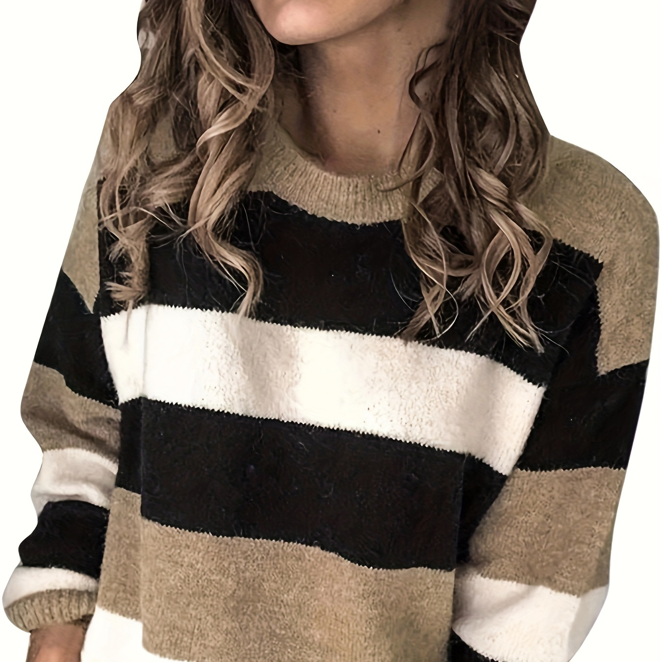 Color Block Crew Neck Pullover Sweater, Casual Long Sleeve Loose Sweater, Women's Clothing
Color Block Crew Neck Pullover Sweater, Casual Long Sleeve Loose Sweater, Women's Clothing