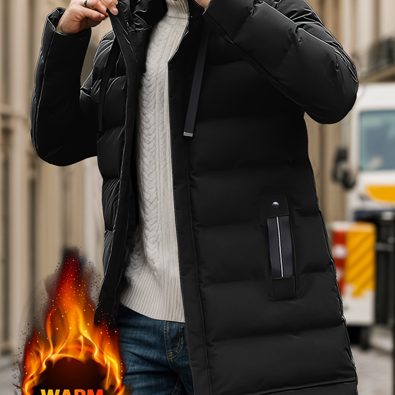 Hooded | 100% -length Regular Sleeves & | Non-stretch | Fit | Zippered Windproof Long For Fall/
Hooded | 100% -length Regular Sleeves & | Non-stretch | Fit | Zippered Windproof Long For Fall/