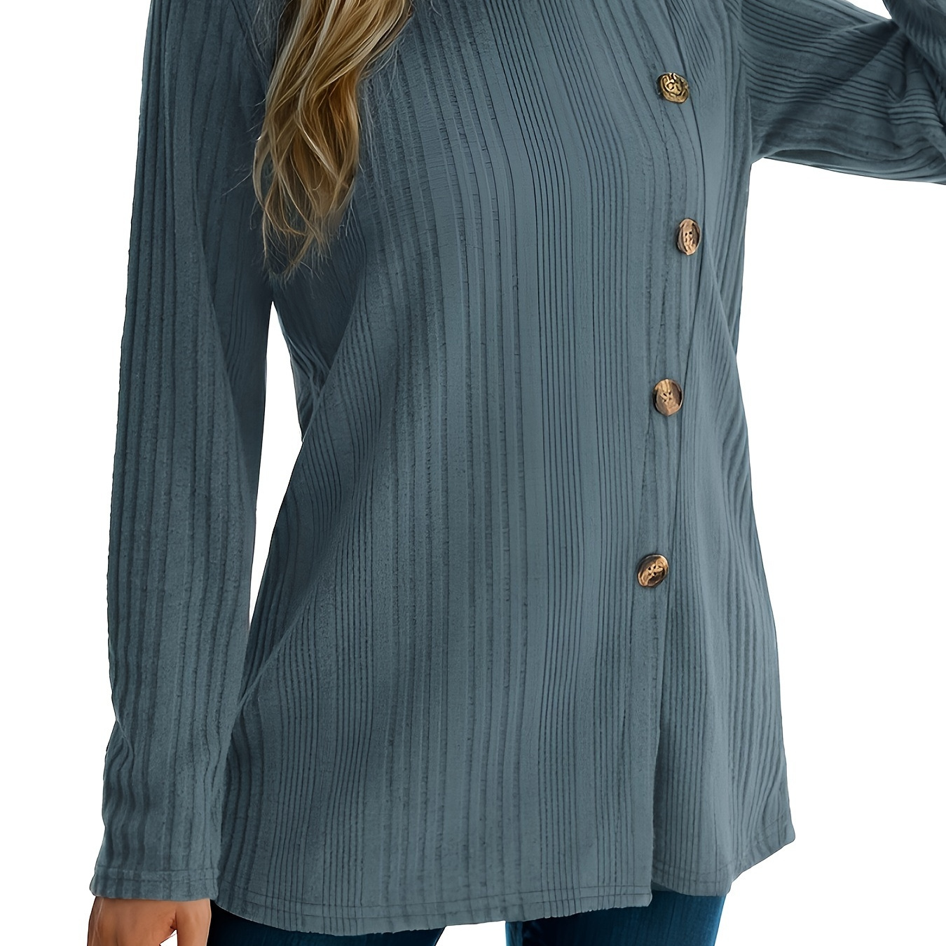 Tooluck Button Front Split Hem Solid T-shirt, Chic Long Sleeve Top For Spring & Fall, Women's Clothing
Tooluck Button Front Split Hem Solid T-shirt, Chic Long Sleeve Top For Spring & Fall, Women's Clothing