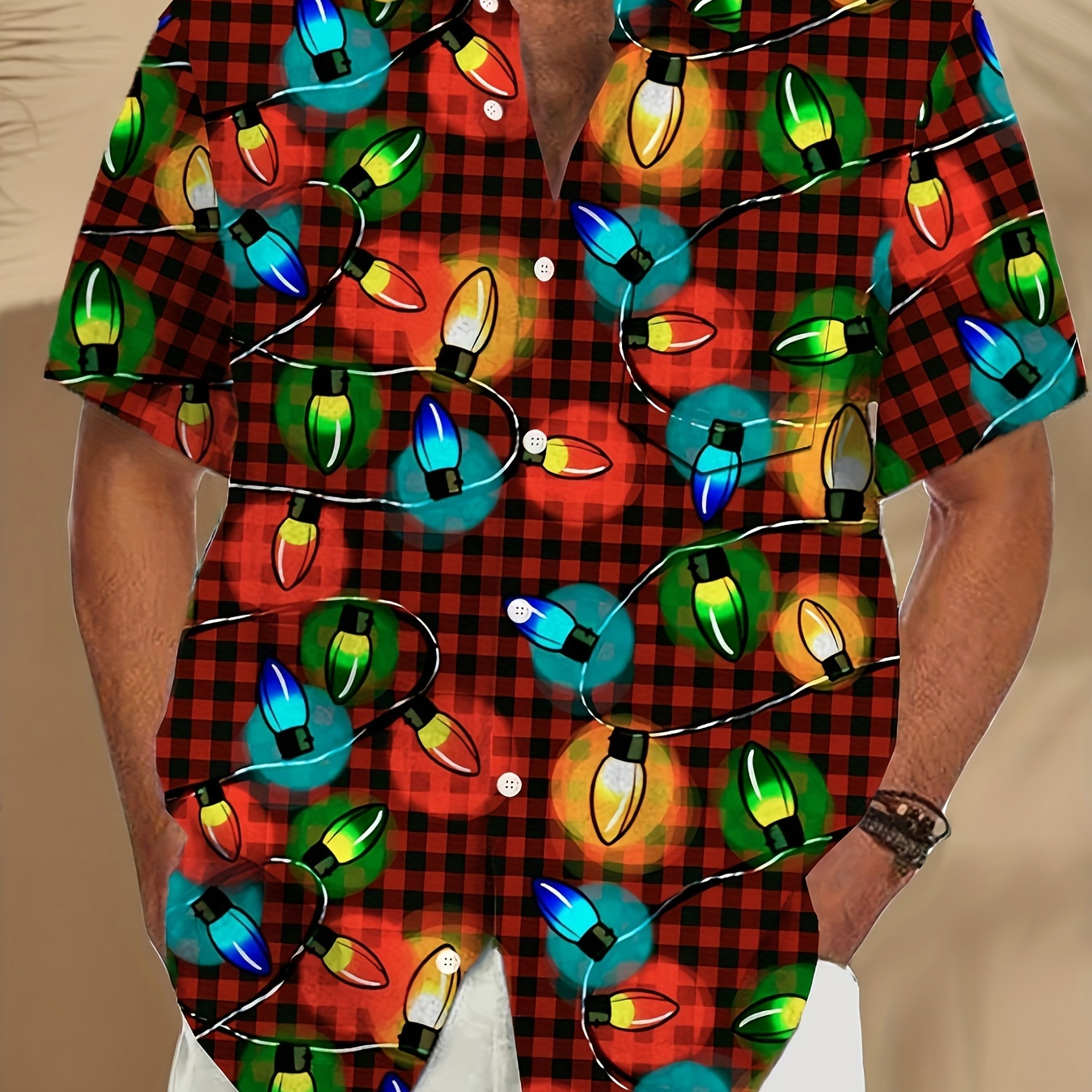 Men's Plus Size Casual Shirt With 3d Holiday Color Light Plaid Christmas Pattern Print, Stylish Summer Wear
Men's Plus Size Casual Shirt With 3d Holiday Color Light Plaid Christmas Pattern Print, Stylish Summer Wear