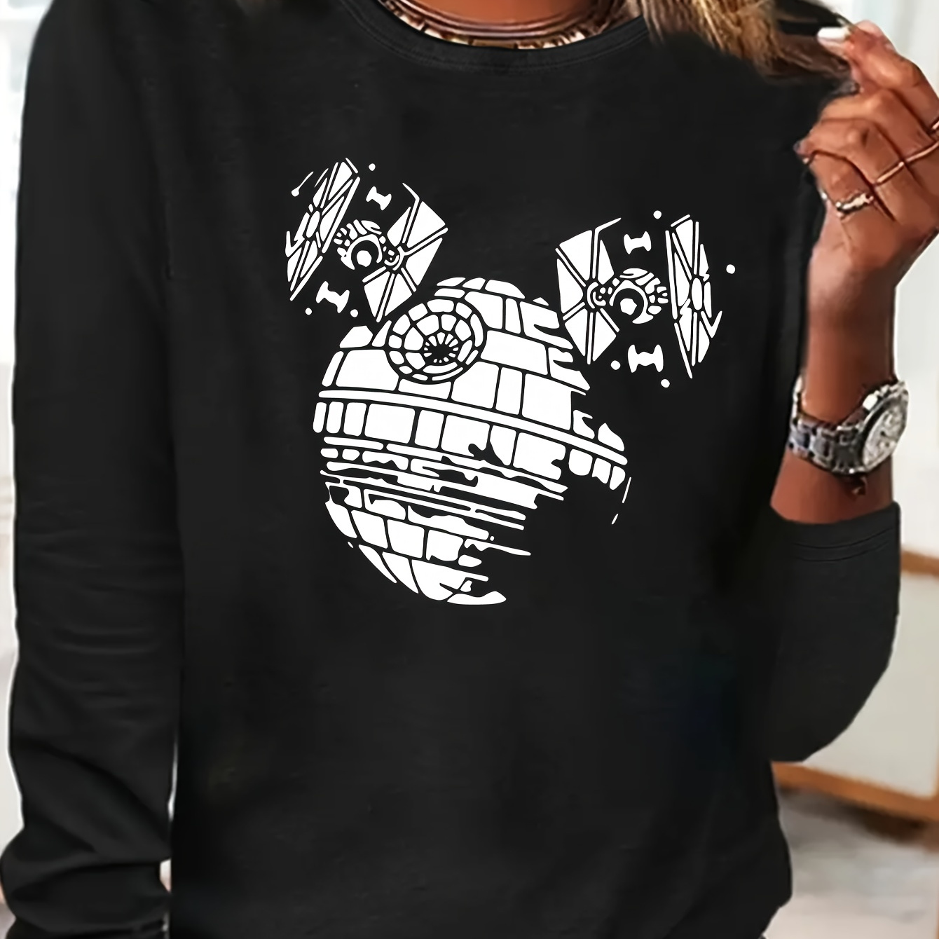 Women's Long Sleeve Casual T-shirt With Mechanical Design Print - Polyester Blend Crew Neck Top - Comfortable Knit Fabric With Slight Stretch - Fashion Tops For Daily Wear
Women's Long Sleeve Casual T-shirt With Mechanical Design Print - Polyester Blend Crew Neck Top - Comfortable Knit Fabric With Slight Stretch - Fashion Tops For Daily Wear