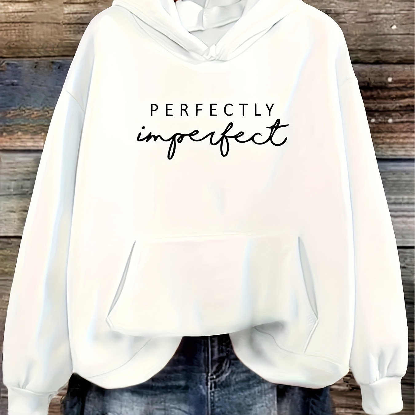 Cozy Plus Size Hoodie With Letter Print - Casual Long Sleeve Pullover With Pockets, Polyester, Machine Washable - Women's Fall/
Cozy Plus Size Hoodie With Letter Print - Casual Long Sleeve Pullover With Pockets, Polyester, Machine Washable - Women's Fall/