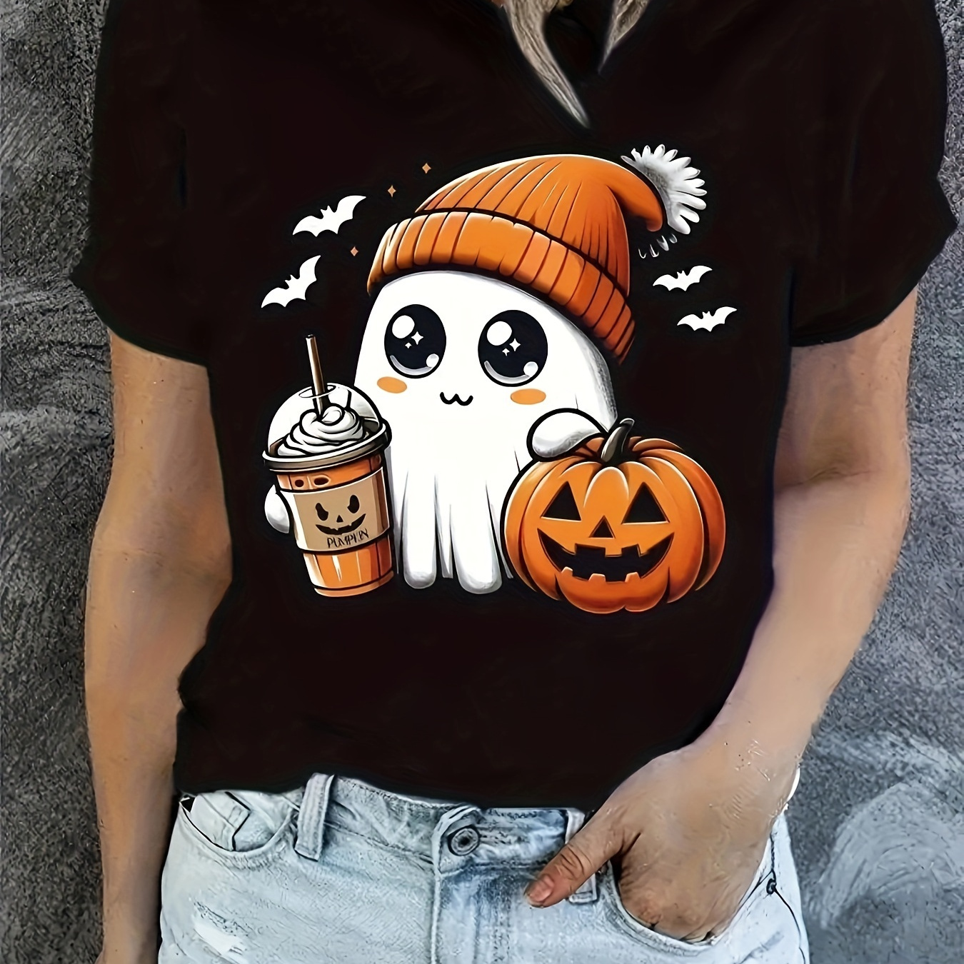 Women's Plus Size Pumpkin Print T-shirt, Casual Round Neck Short Sleeve Tee, Polyester Fabric, All , Knit Top, Tee
Women's Plus Size Pumpkin Print T-shirt, Casual Round Neck Short Sleeve Tee, Polyester Fabric, All , Knit Top, Tee