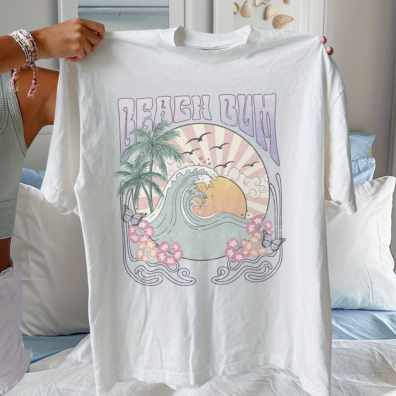Beach Bum Print T-shirt, Short Sleeve Crew Neck Casual Top For Summer & Spring, Women's Clothing
Beach Bum Print T-shirt, Short Sleeve Crew Neck Casual Top For Summer & Spring, Women's Clothing