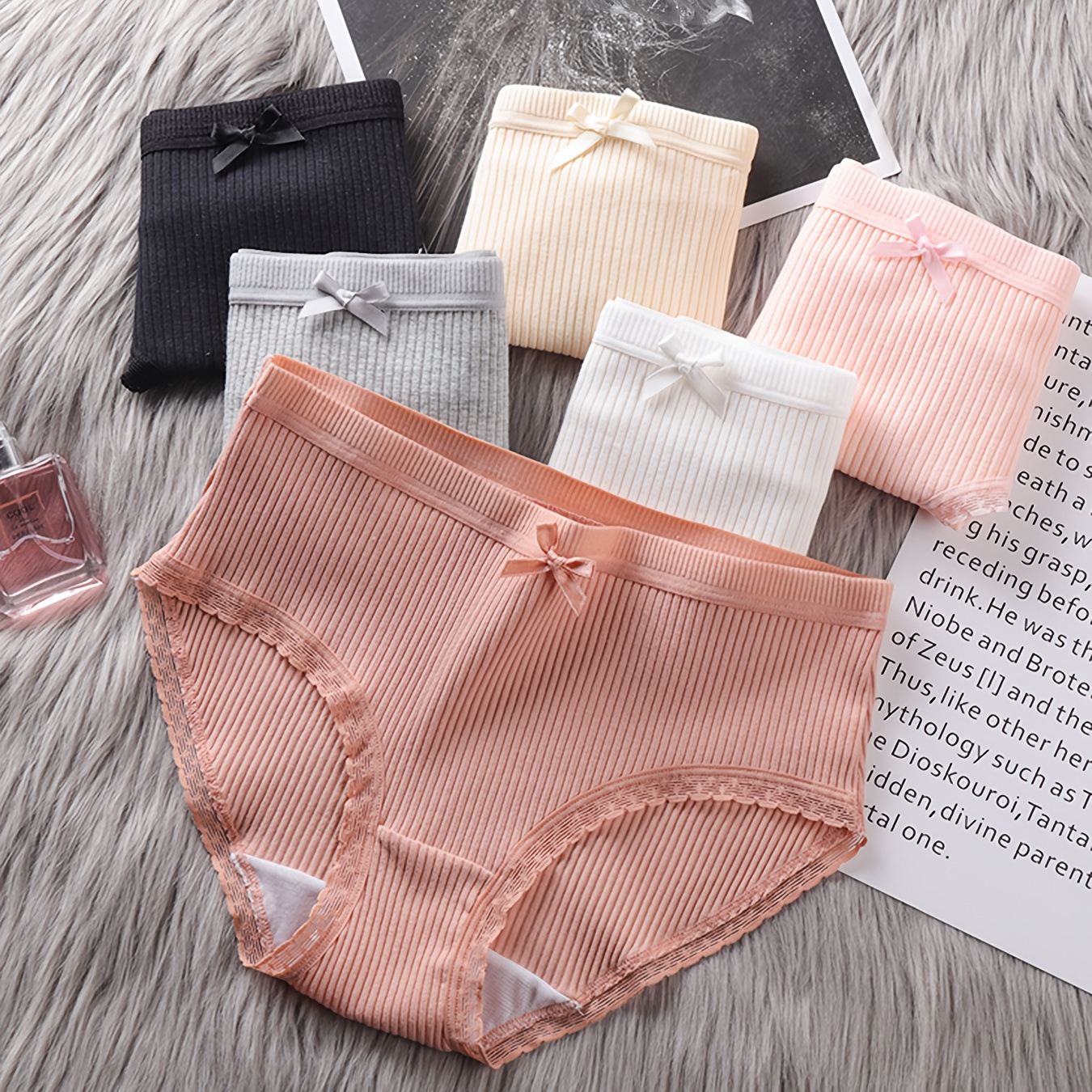 6pcs Bow Decor Ribbed Briefs, Cute Comfy Breathable Stretchy Intimates Panties, Women's Lingerie & Underwear
6pcs Bow Decor Ribbed Briefs, Cute Comfy Breathable Stretchy Intimates Panties, Women's Lingerie & Underwear