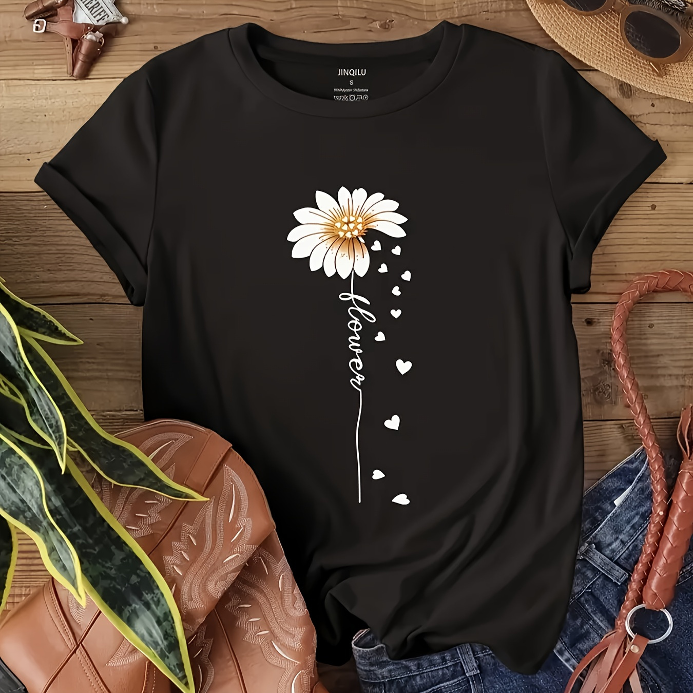 Floral Print Crew Neck T-shirt, Casual Short Sleeve Top For Spring & Summer, Women's Clothing
Floral Print Crew Neck T-shirt, Casual Short Sleeve Top For Spring & Summer, Women's Clothing