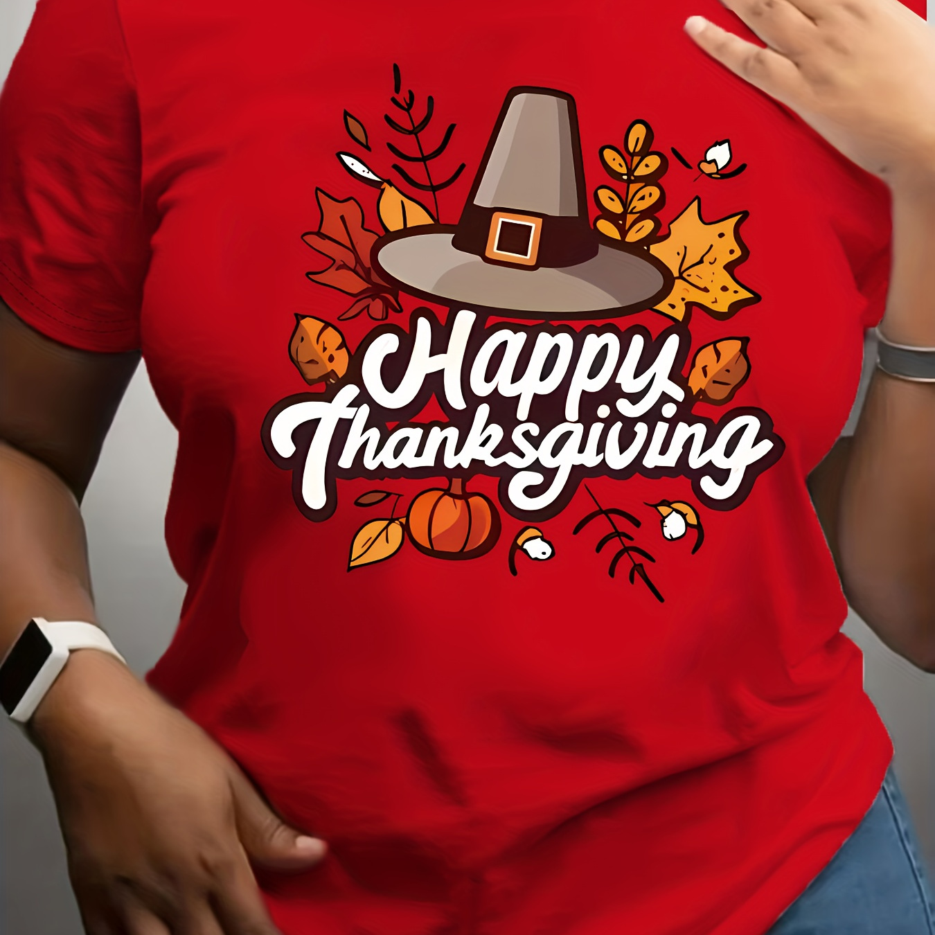 Women's Plus Size Casual T-shirt With Thanksgiving Letter Print - Crew Neck, Stretchy Polyester , Machine Washable
Women's Plus Size Casual T-shirt With Thanksgiving Letter Print - Crew Neck, Stretchy Polyester , Machine Washable
