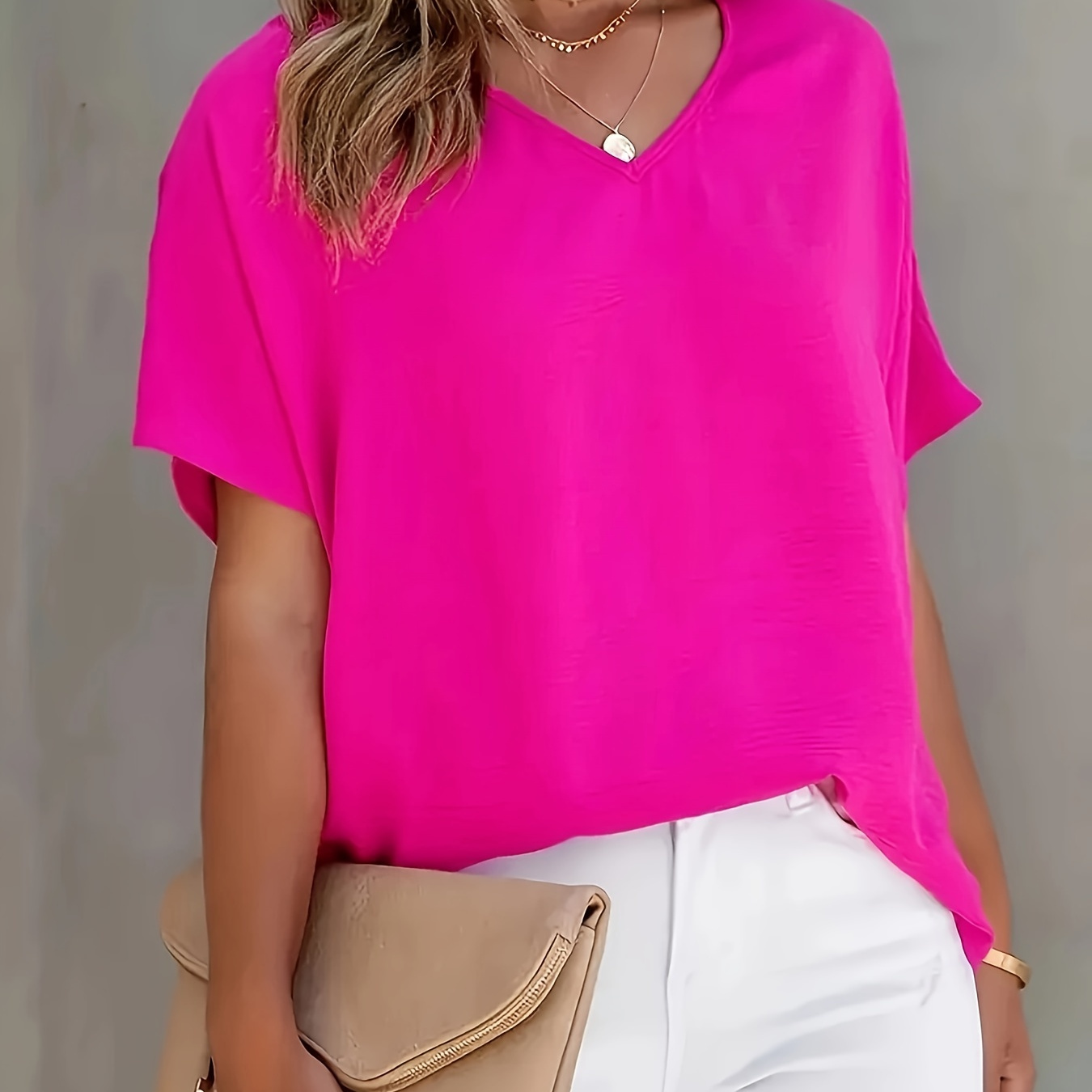 Size Solid Color T-shirt For Women - Polyester, Machine Washable, Round Neck, Non-stretch Fabric
Size Solid Color T-shirt For Women - Polyester, Machine Washable, Round Neck, Non-stretch Fabric