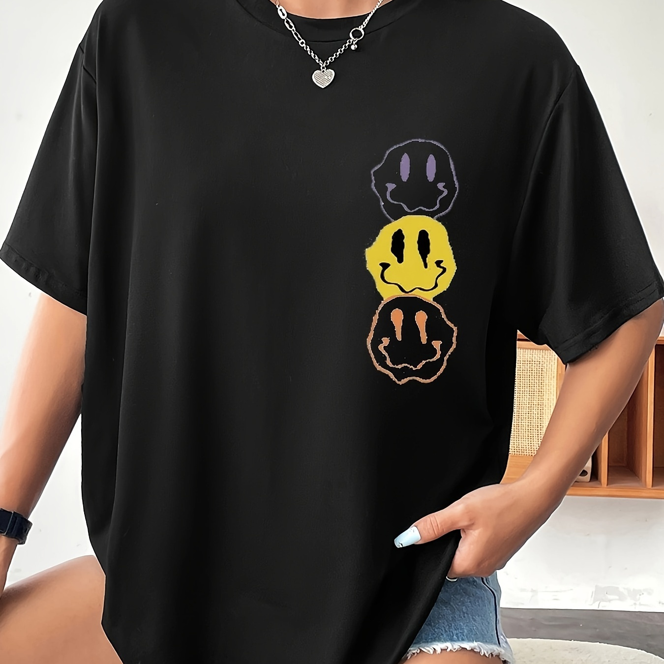 Graphic Print Drop Shoulder T-shirt, Short Sleeve Crew Neck Casual Top For Spring & Summer, Women's Clothing
Graphic Print Drop Shoulder T-shirt, Short Sleeve Crew Neck Casual Top For Spring & Summer, Women's Clothing