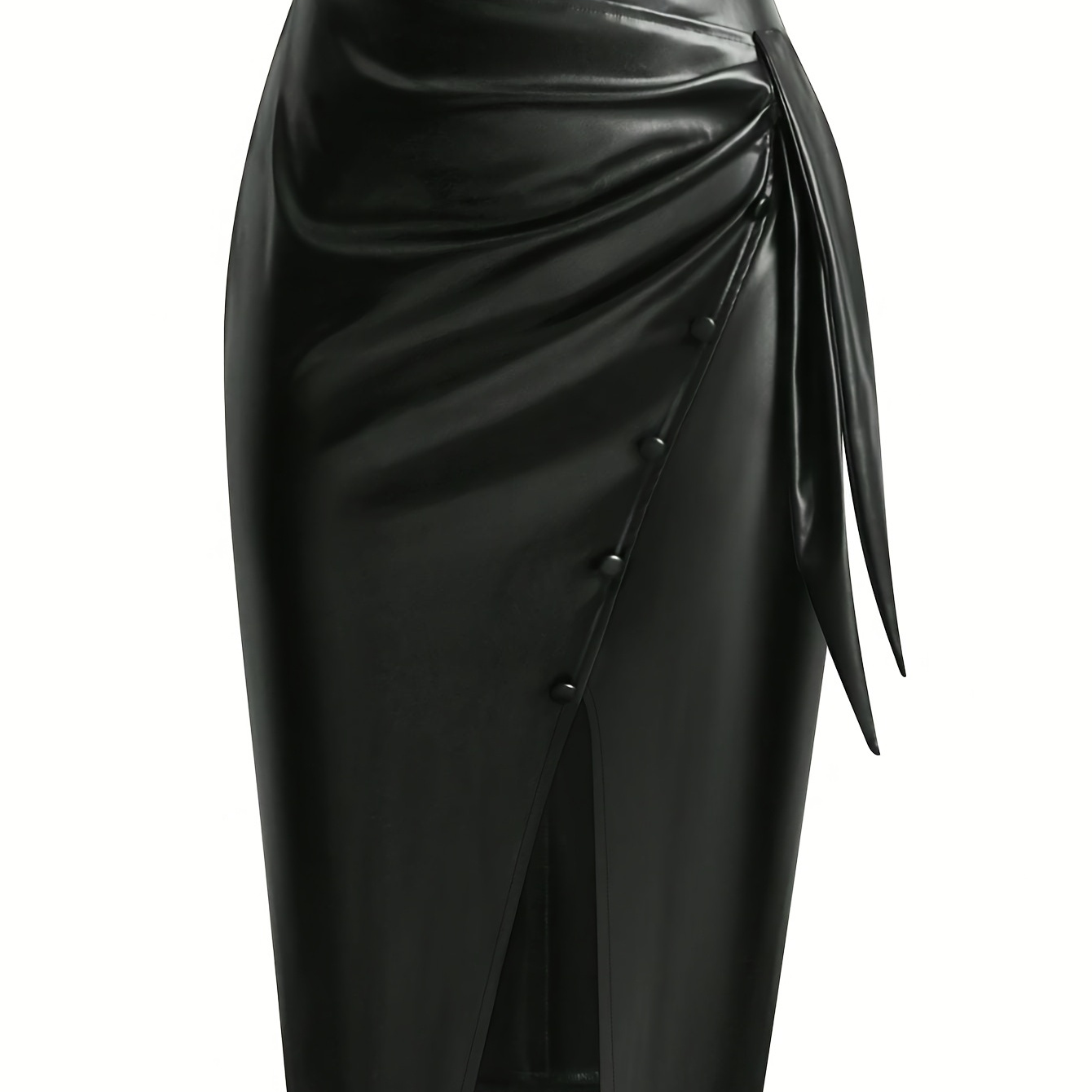 Plus Size Elegant Bodycon Skirt, Polyester High Waist Pencil Skirt, Solid Color, Stretch, With Unique Side Tie Detail, For Spring/fall
Plus Size Elegant Bodycon Skirt, Polyester High Waist Pencil Skirt, Solid Color, Stretch, With Unique Side Tie Detail, For Spring/fall