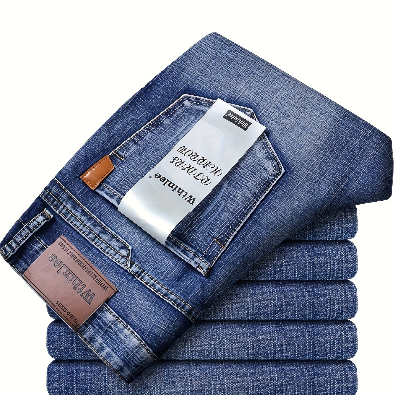 Men's Solid Denim Jeans, Light Business Style Slightly Stretch Straight Leg Pants For Outdoor Casual Daily
Men's Solid Denim Jeans, Light Business Style Slightly Stretch Straight Leg Pants For Outdoor Casual Daily