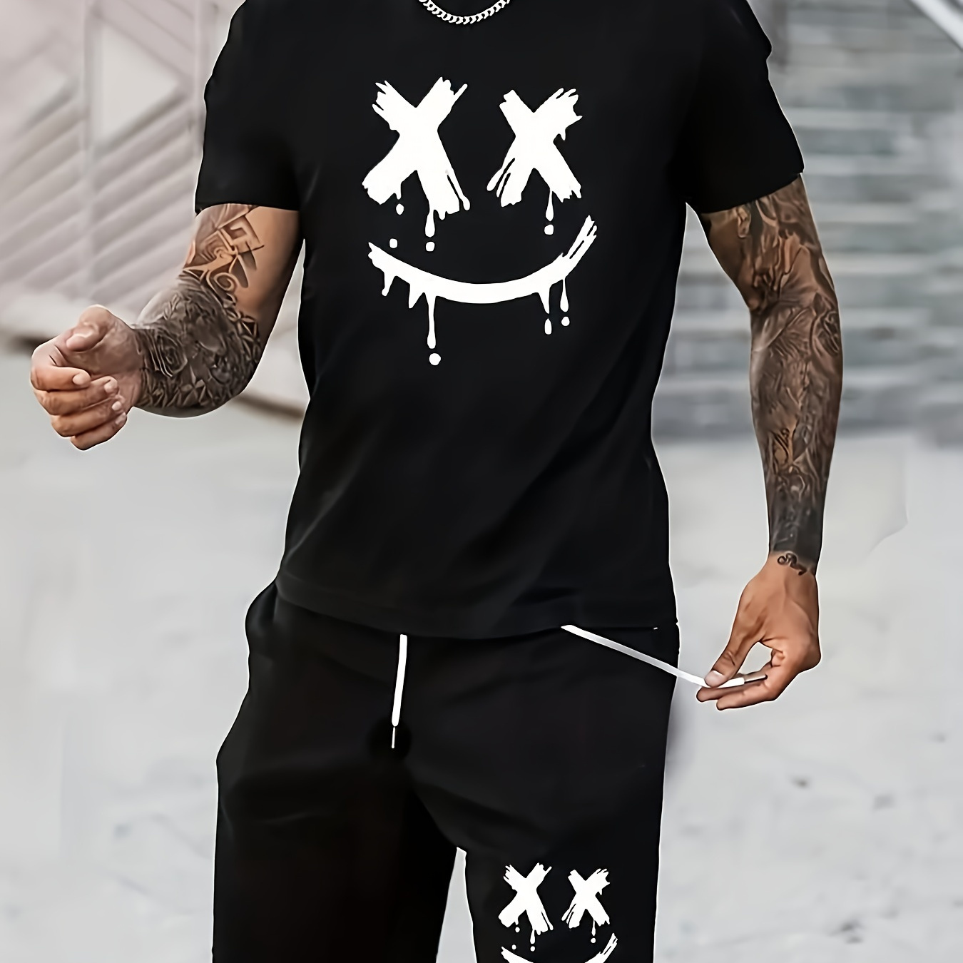 Senhan Print Men'-piece Set Of Trendy Casual Clothing With Round Neck Short Sleeve T-shirt And Drawstring Shorts Spring And Summer Sports Set
Senhan Print Men'-piece Set Of Trendy Casual Clothing With Round Neck Short Sleeve T-shirt And Drawstring Shorts Spring And Summer Sports Set