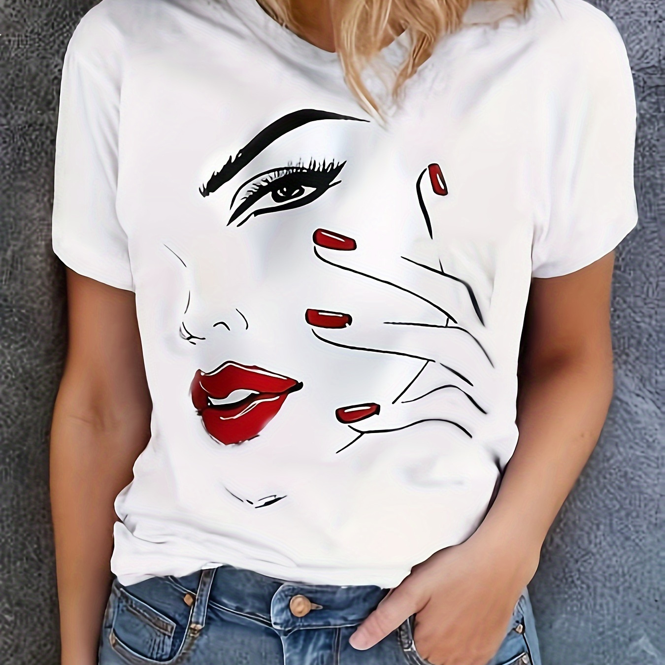 Figure Print Crew Neck T-shirt, Casual Short Sleeve T-shirt For Spring & Summer, Women's Clothing
Figure Print Crew Neck T-shirt, Casual Short Sleeve T-shirt For Spring & Summer, Women's Clothing