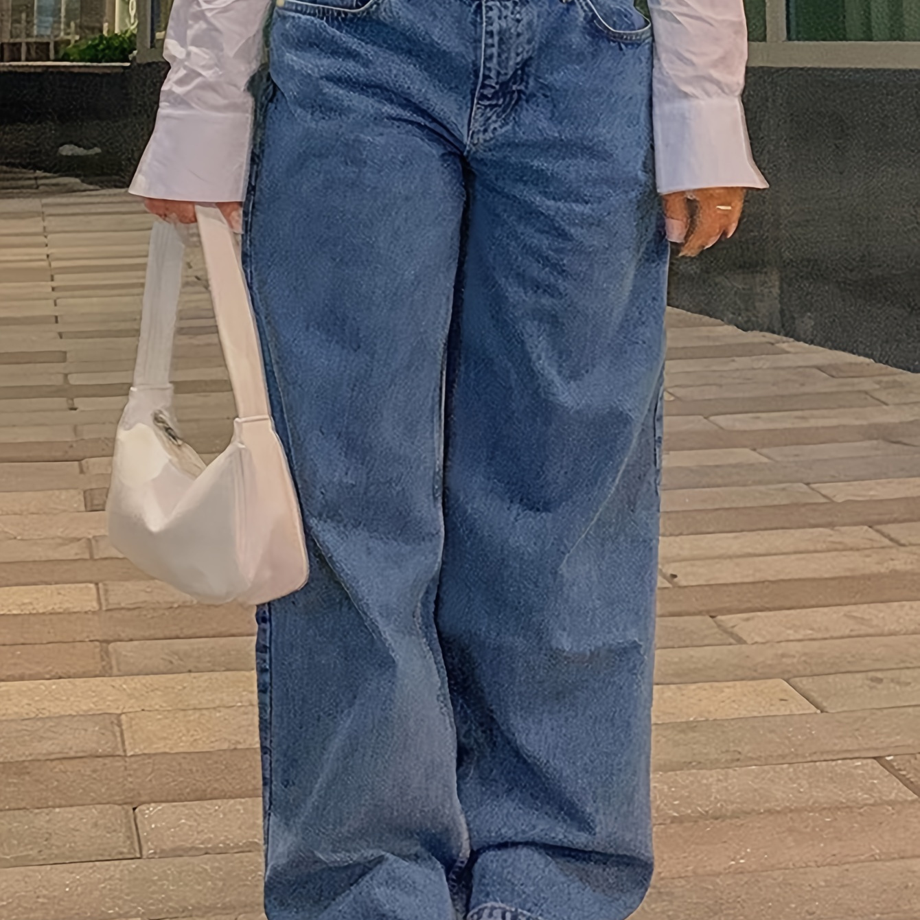 Plain Washed Blue Loose Fit Streetwear Zipper Button Closure Jeans, Denim Pants, Women's Denim Jeans & Clothing For Fall
Plain Washed Blue Loose Fit Streetwear Zipper Button Closure Jeans, Denim Pants, Women's Denim Jeans & Clothing For Fall