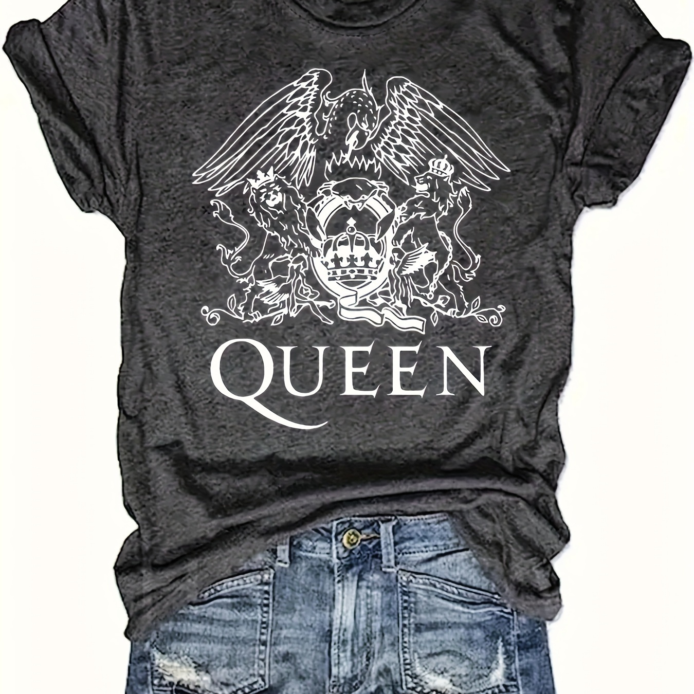Queen Print Crew Neck T-shirt, Casual Short Sleeve Top For Spring & Summer, Women's Clothing
Queen Print Crew Neck T-shirt, Casual Short Sleeve Top For Spring & Summer, Women's Clothing