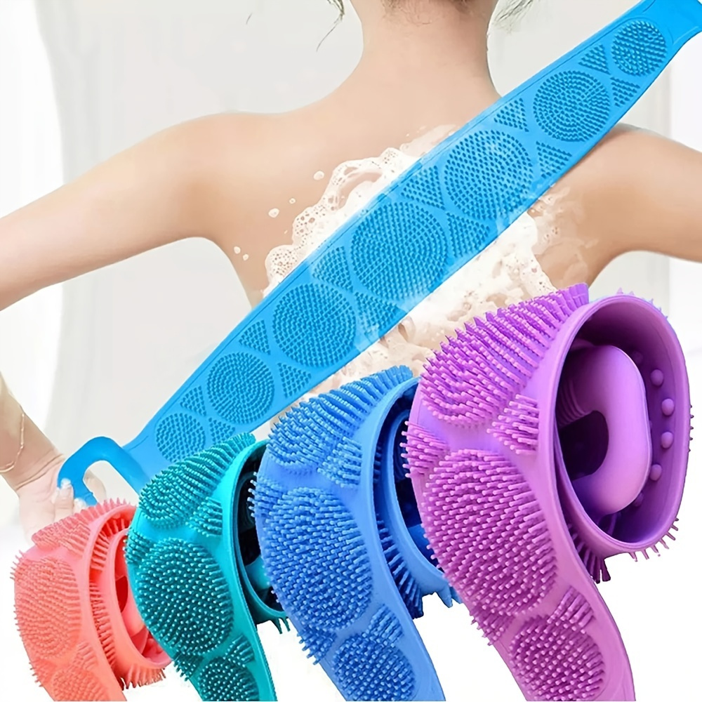 

Silicone Body Scrubber Bath Brush, Exfoliating Shower Brush Bath Belt With Extra Long Strip And Handle For Easy Back Exfoliating, Rubbing Mud & Ash From Body Back, Skin-friendly, Soft And Comfortable